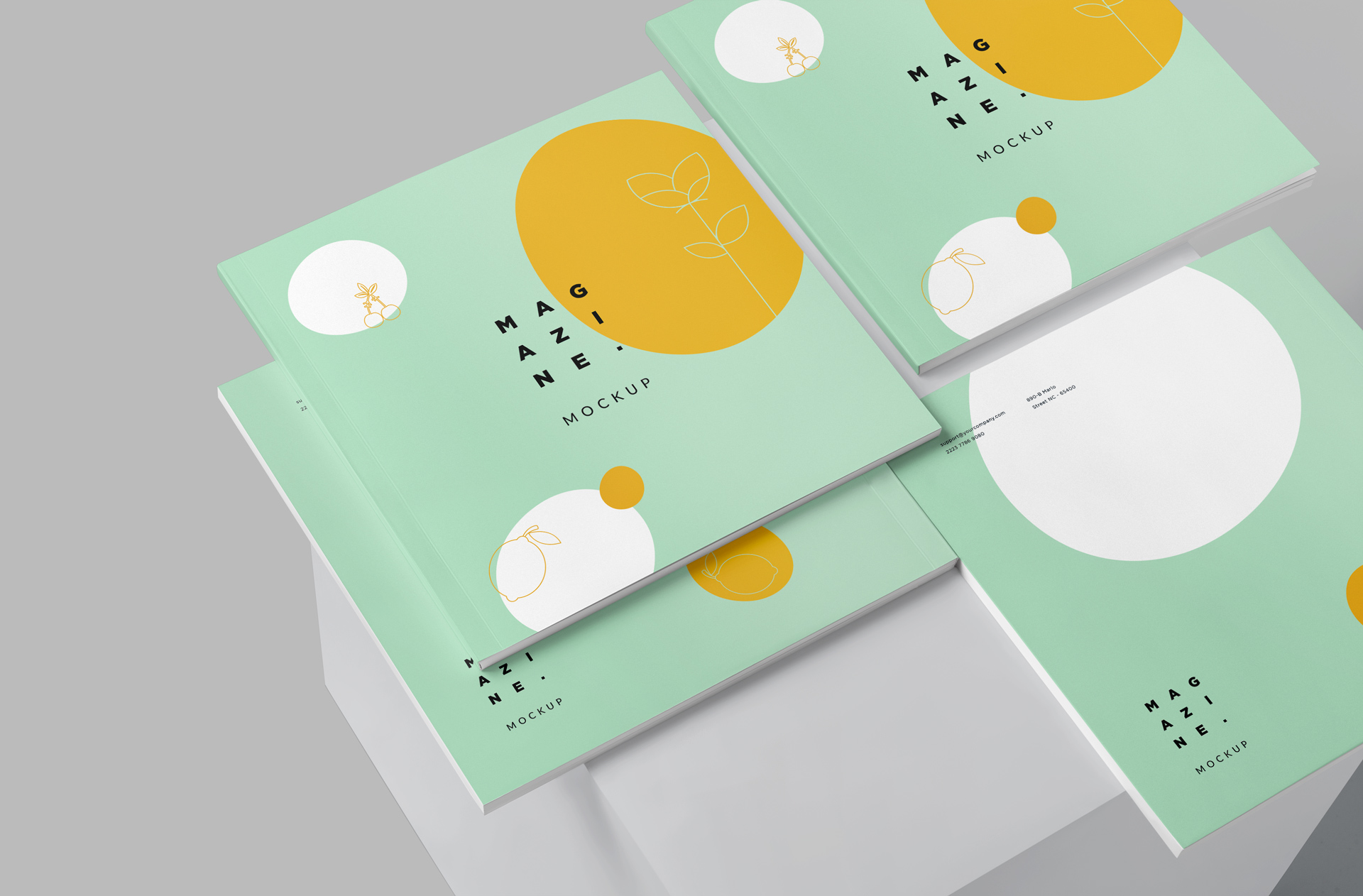 Stacked Square A4 Magazine Mockup for Print Branding