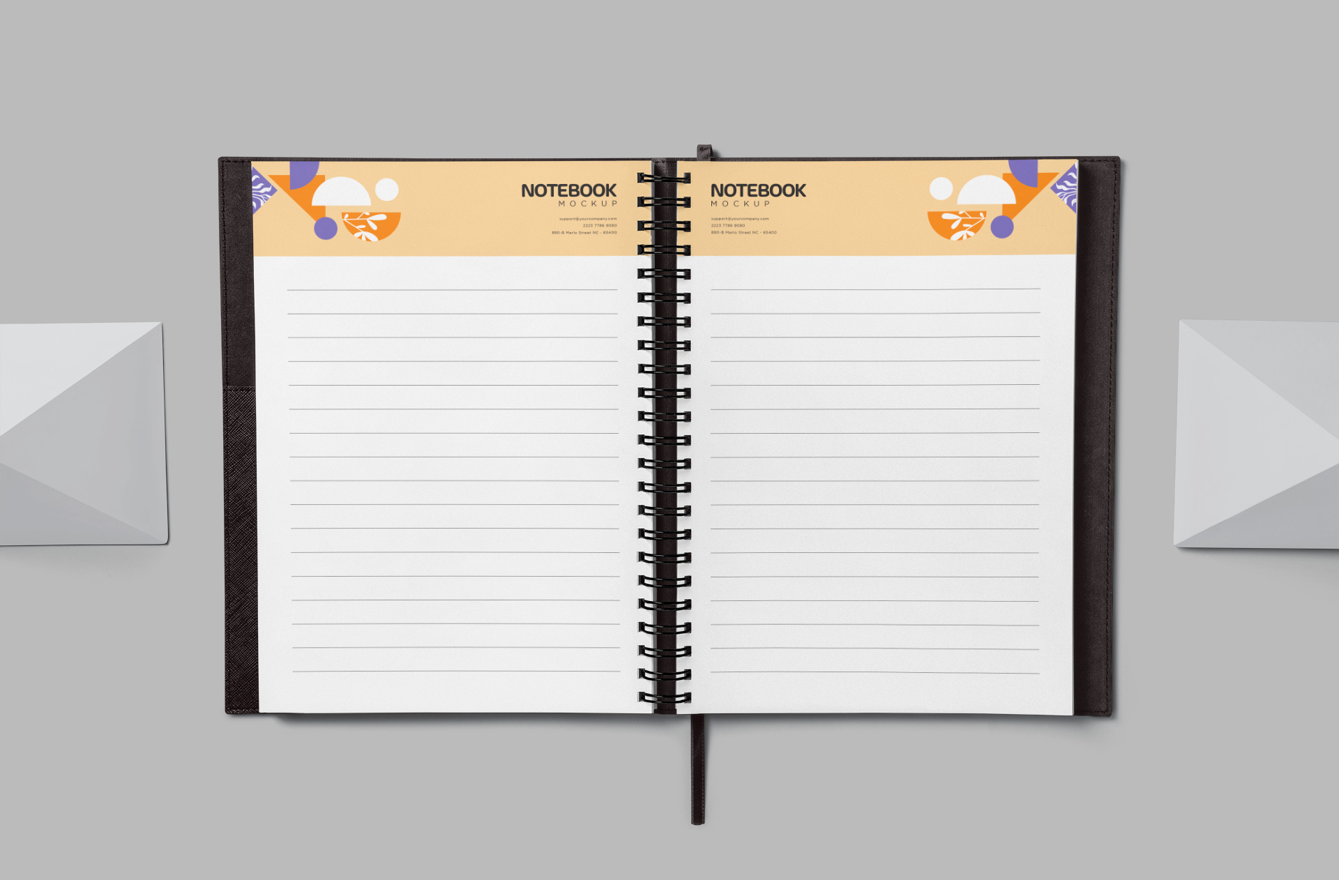 Premium Notebook Mockup – Lined Pages Layout