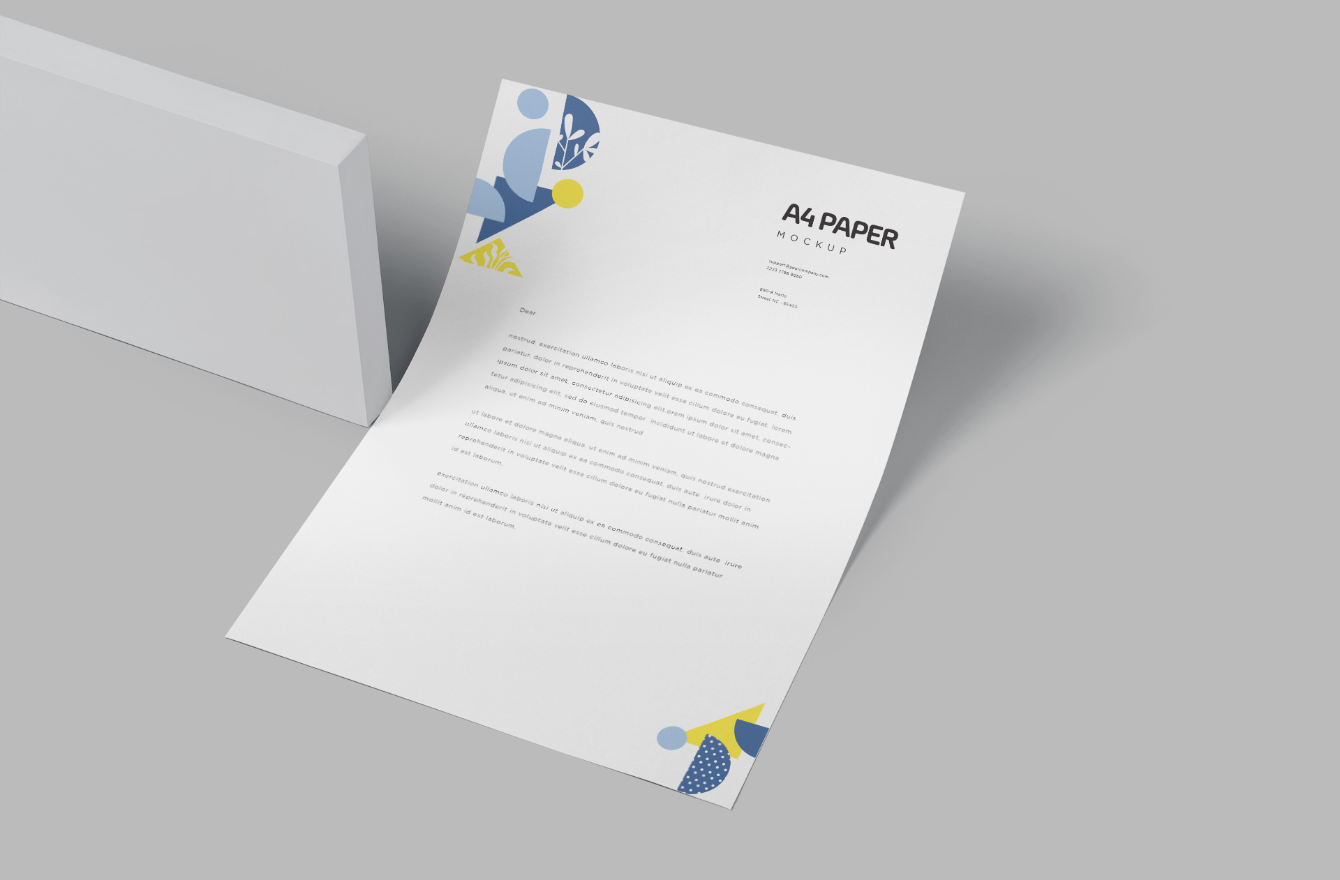 Floating A4 Paper Mockup with Soft Shadows
