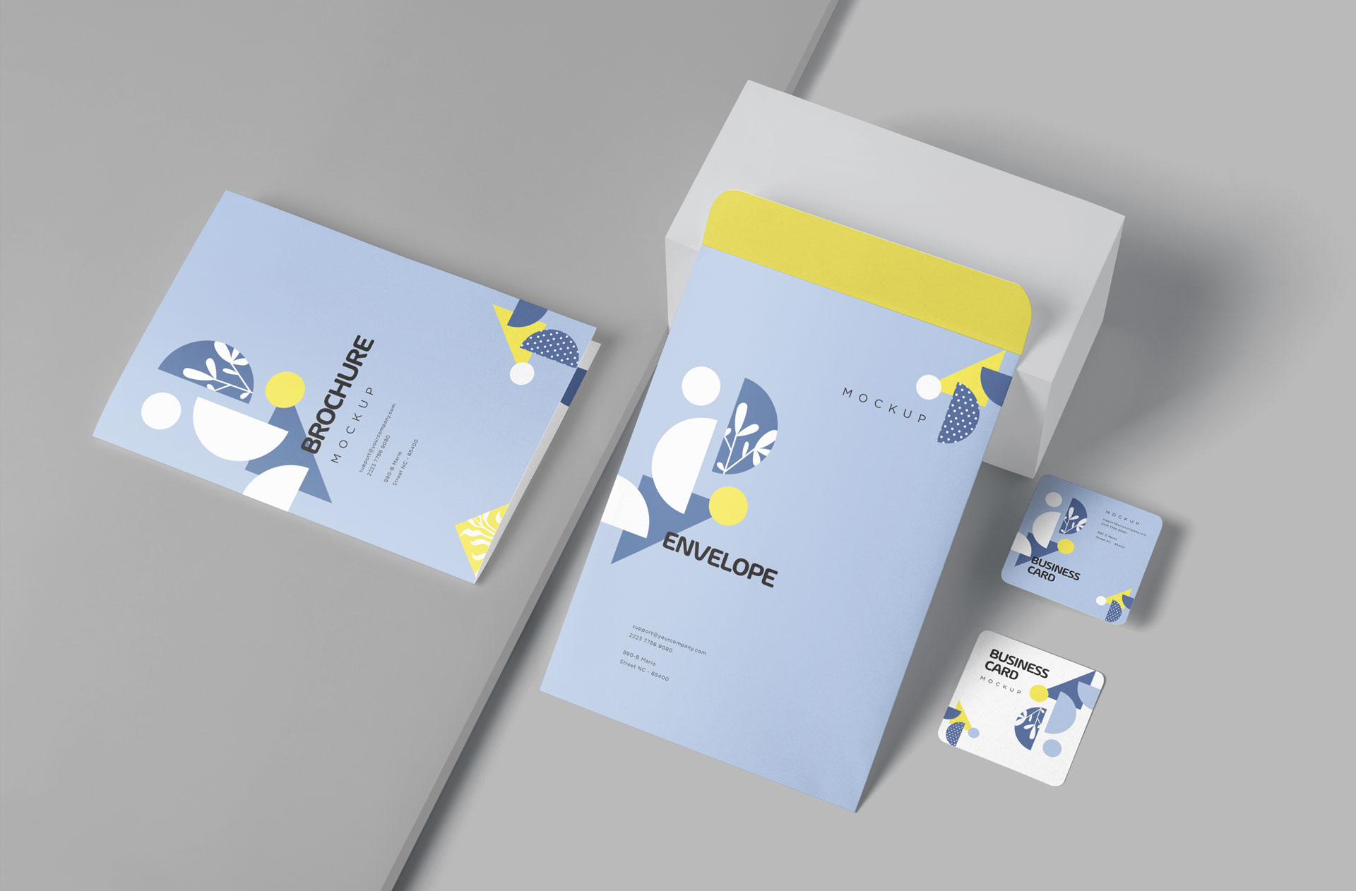 Complete Stationery Mockup Set with Envelope & Brochure