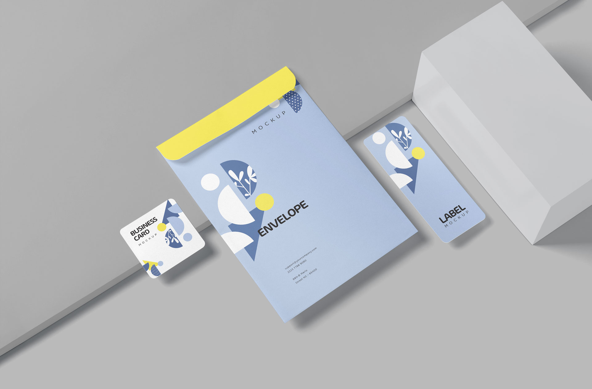Minimalist Envelope Mockup with Label & Business Card