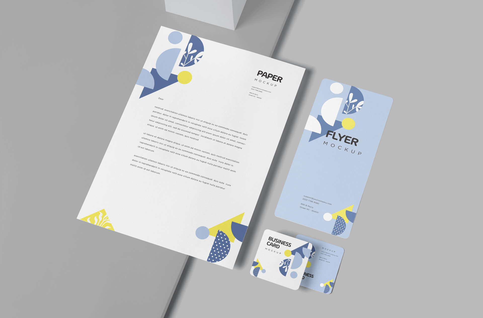Professional Flyer Mockup with Letterhead & Business Card