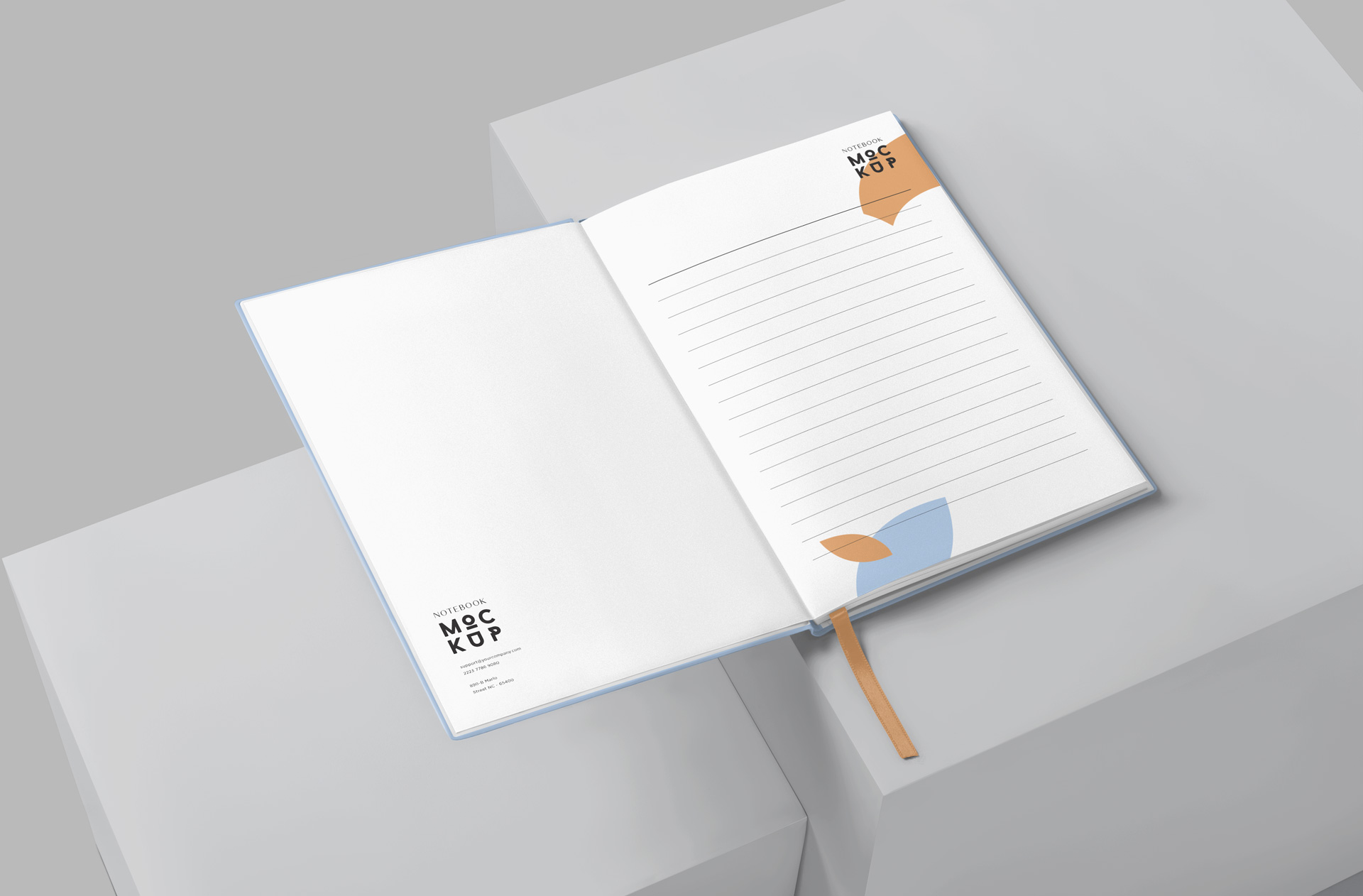 Realistic Open Notebook Mockup with Customizable Pages