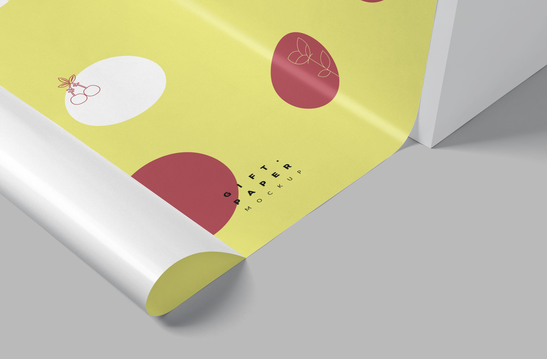 Gift Wrapping Paper Mockup with Folded Edge – PSD