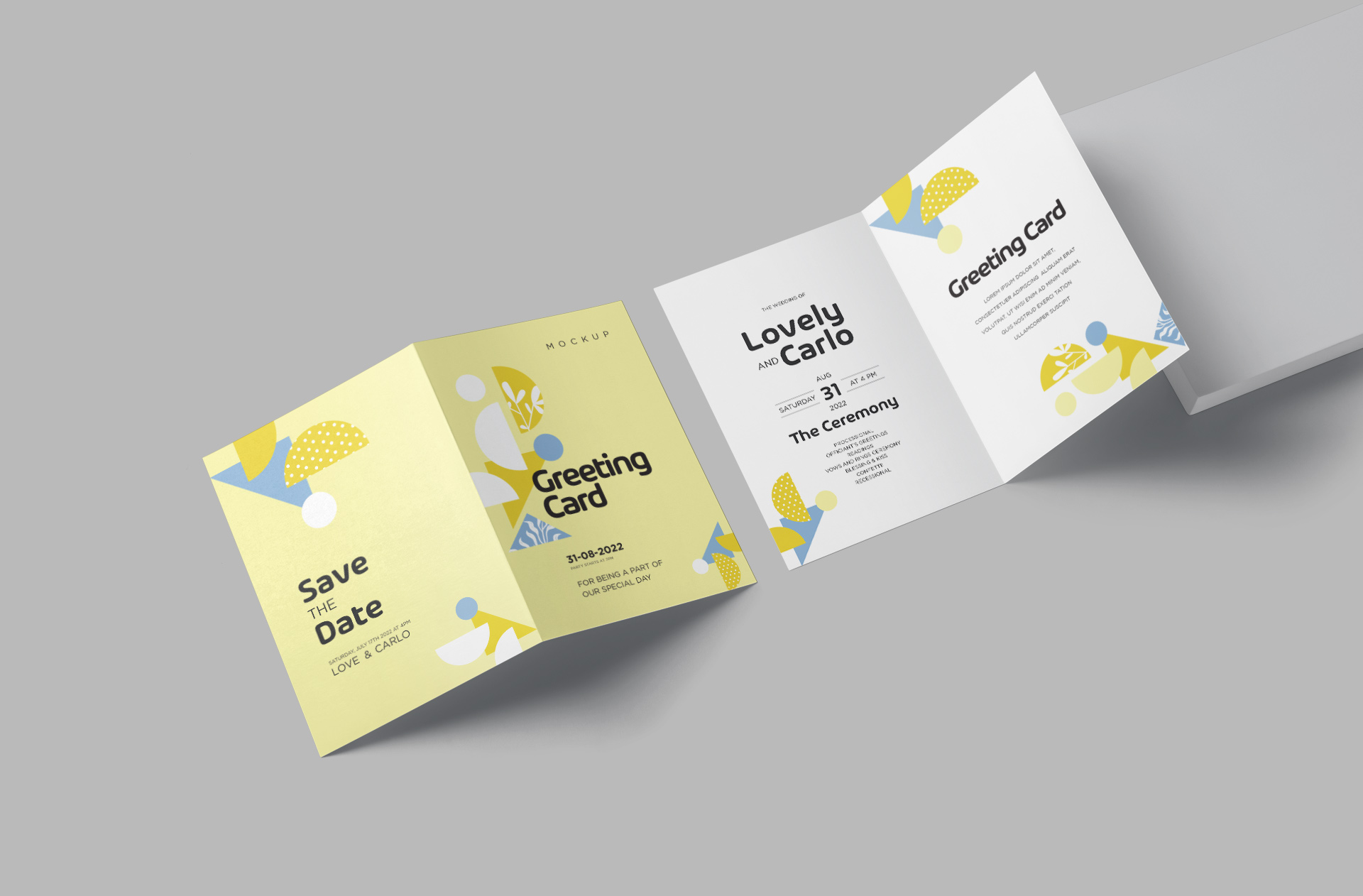 Tri-Fold Greeting Card Mockup with Stylish Layout
