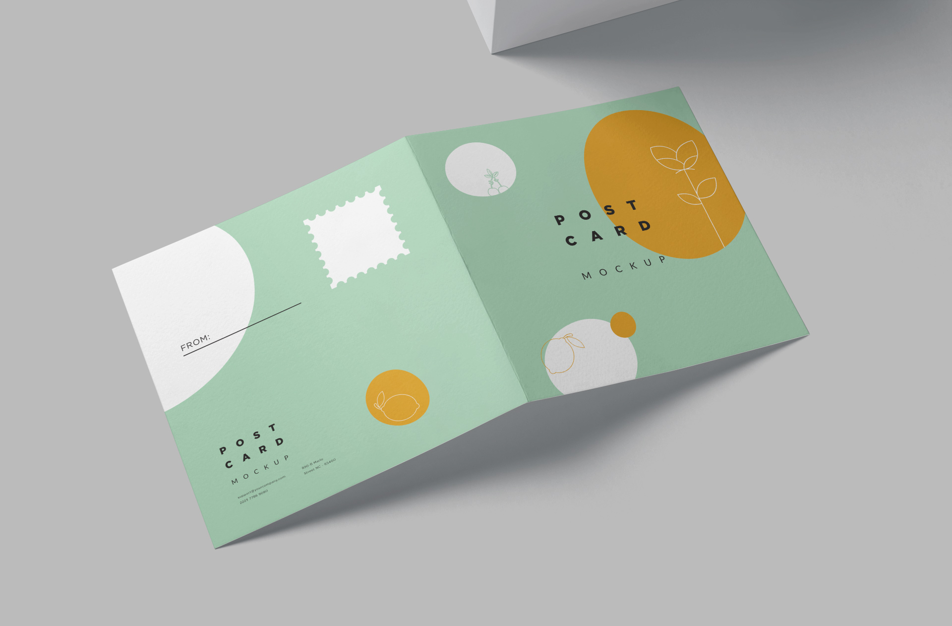 Folded Square Postcard Mockup – High-Quality PSD