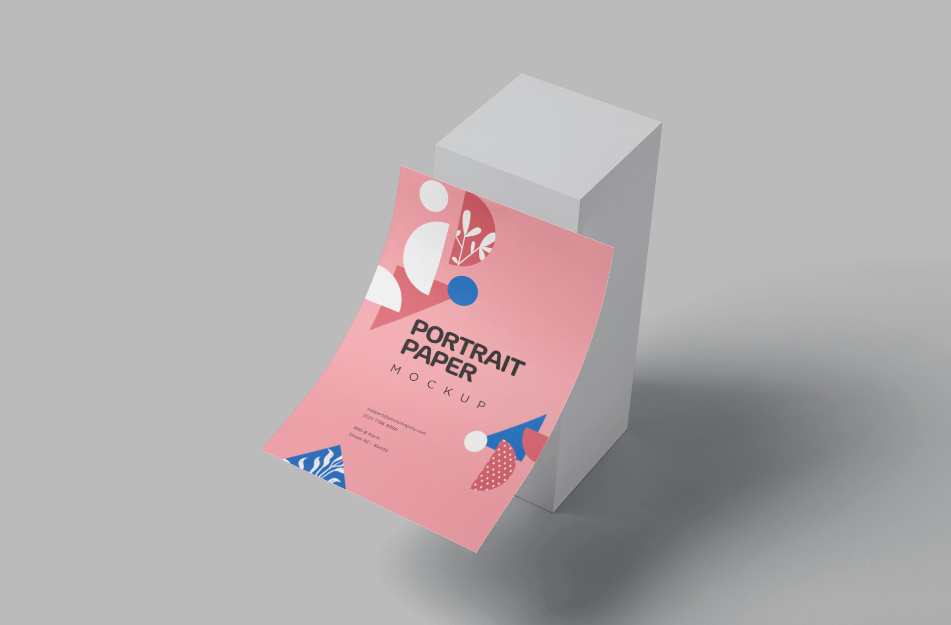 Floating Portrait Paper Mockup with Soft Shadows