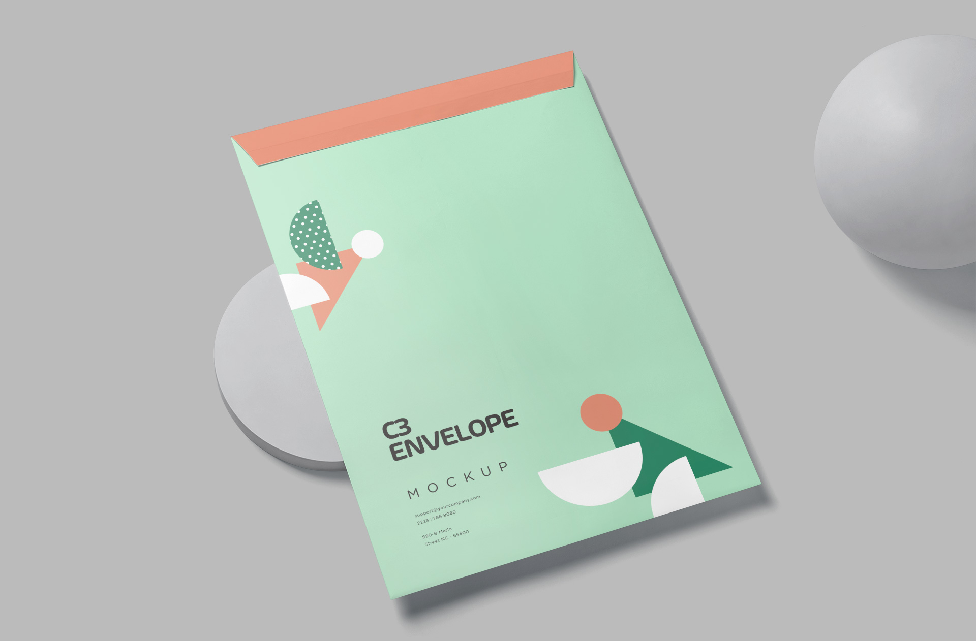 Professional C3 Envelope Mockup with Top View Display
