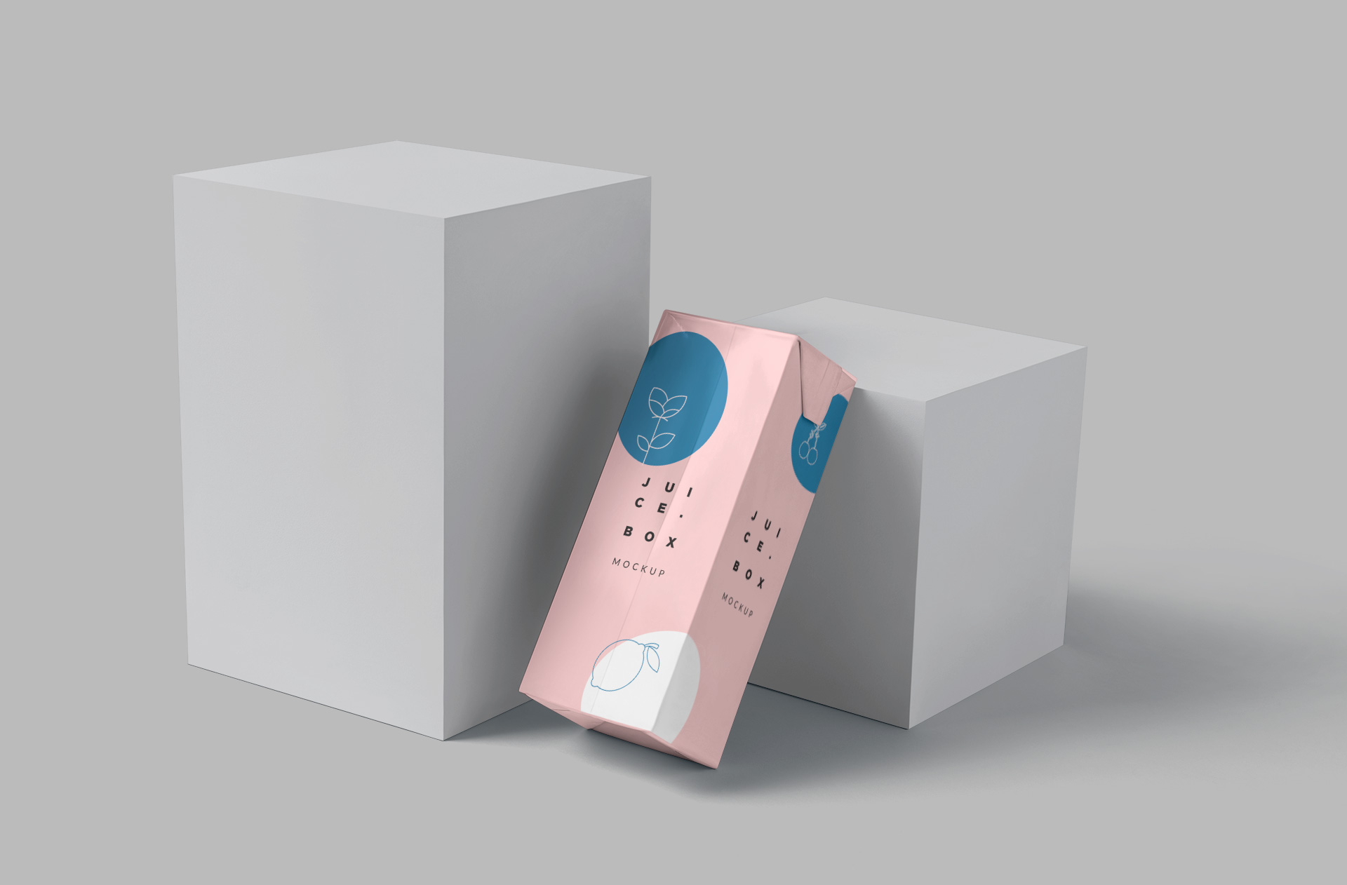 Juice Carton Box Mockup – Angled Floating View