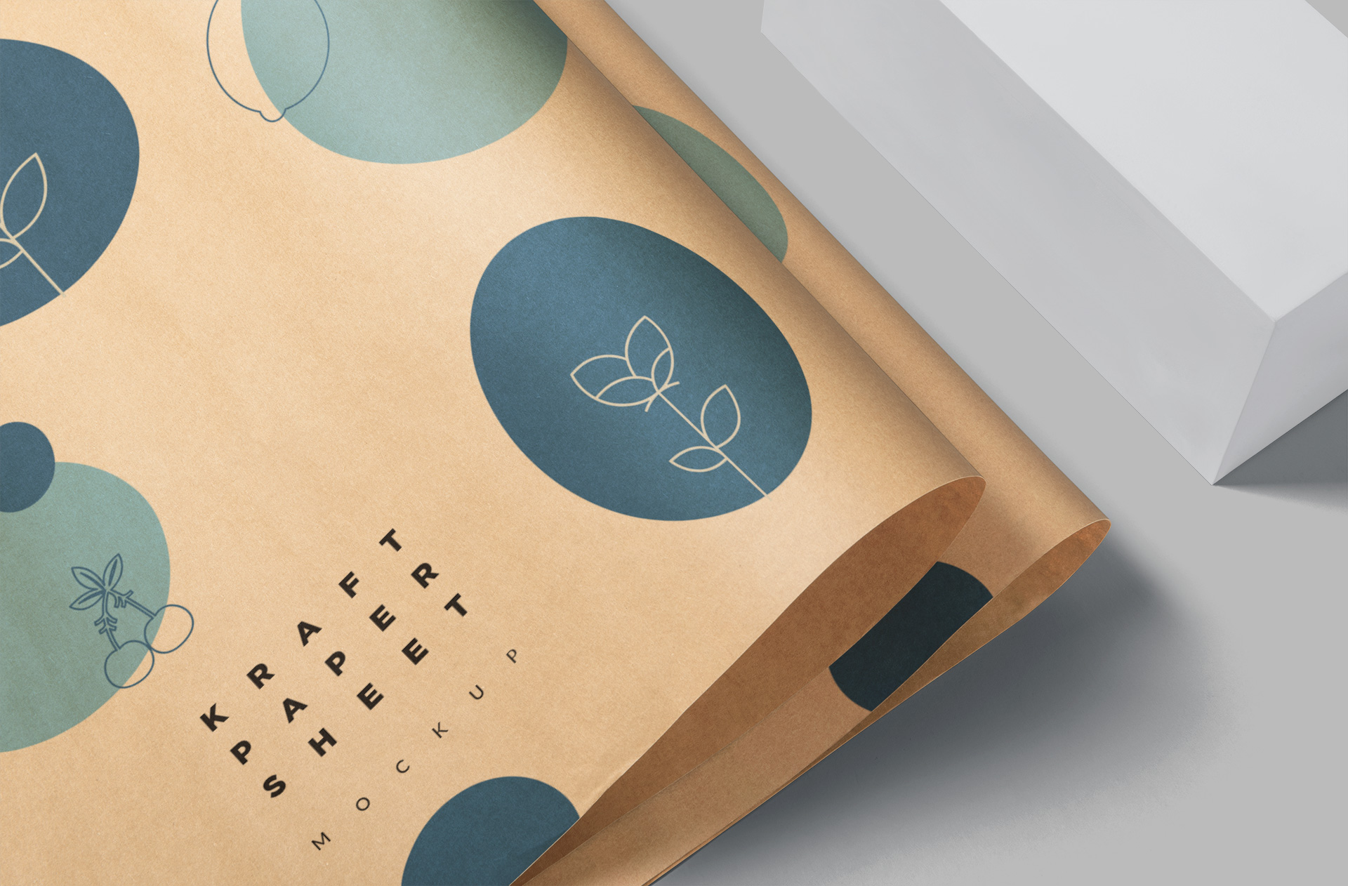 Kraft Paper Sheet Mockup – Partially Folded View