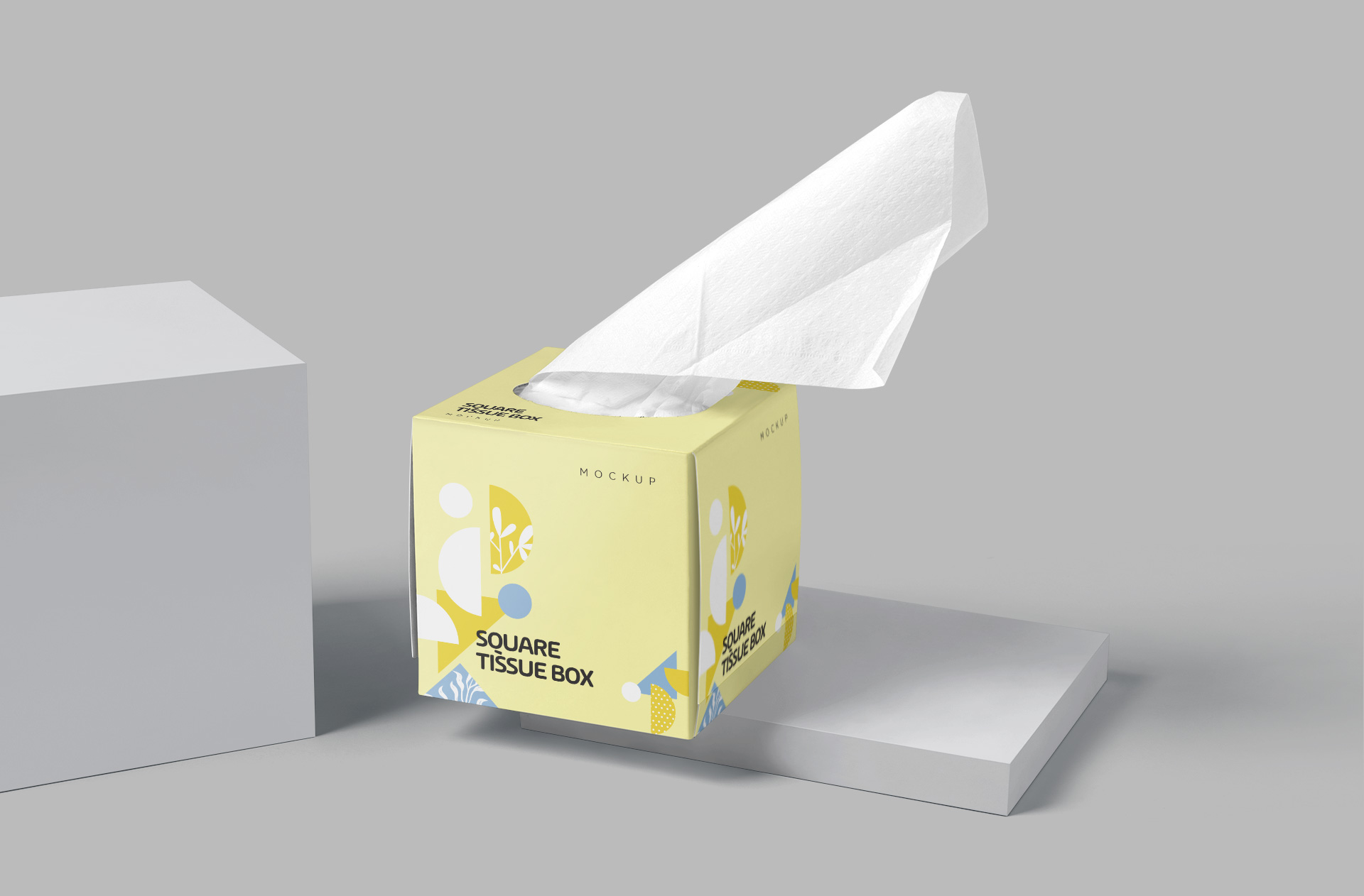 Square Tissue Box Mockup with Realistic Design