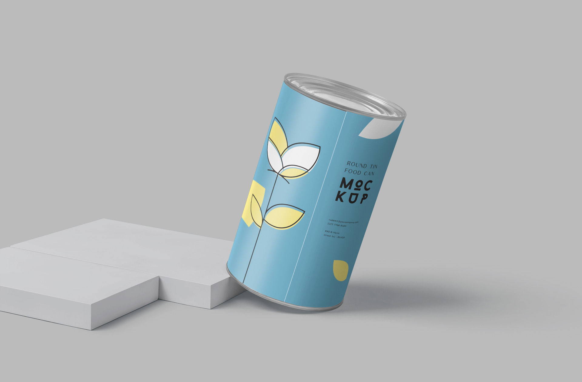 Floating Food Tin Can Mockup – Clean Scene