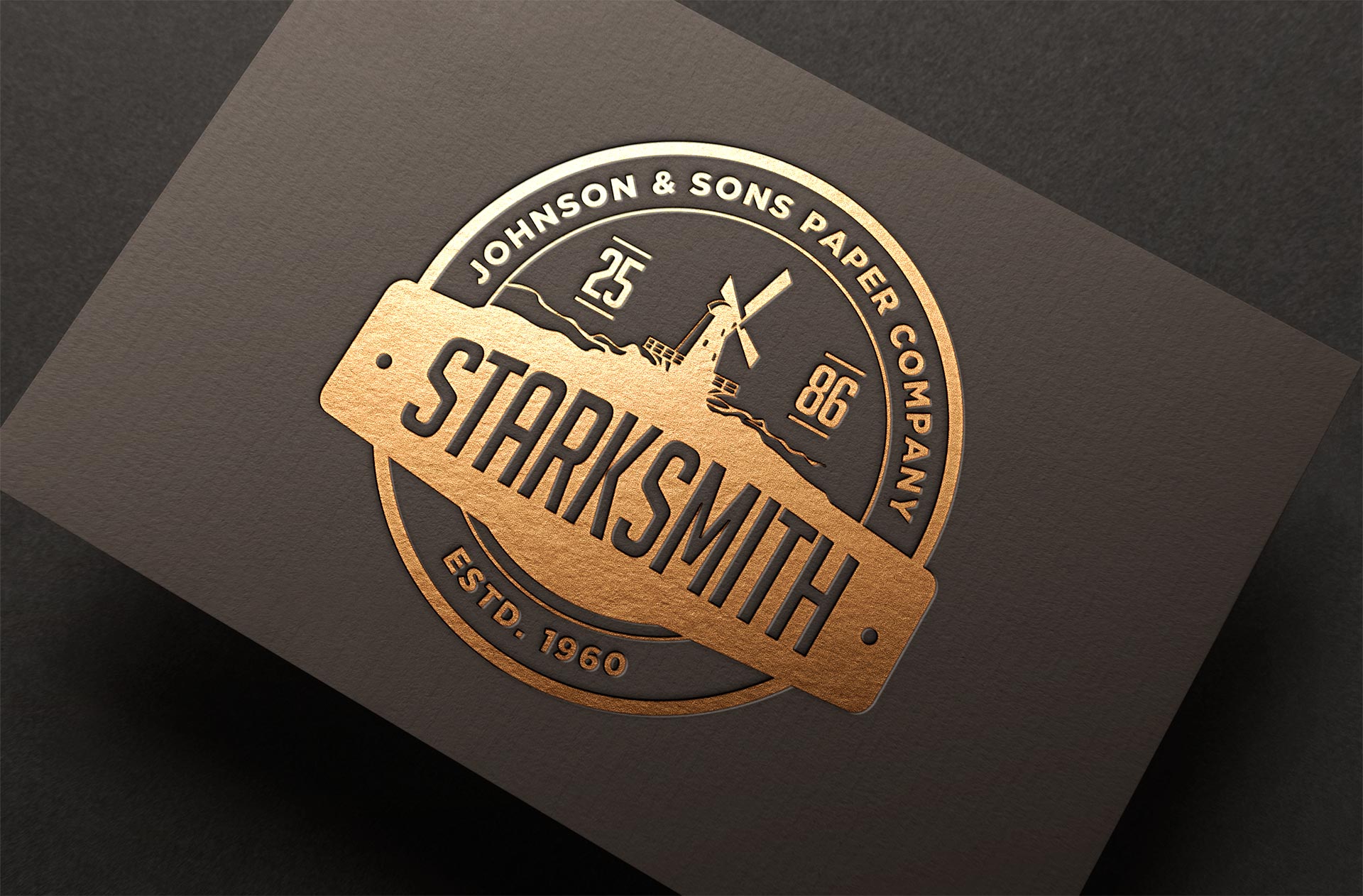 Elegant Embossed Foil Logo Mockup on Dark Card