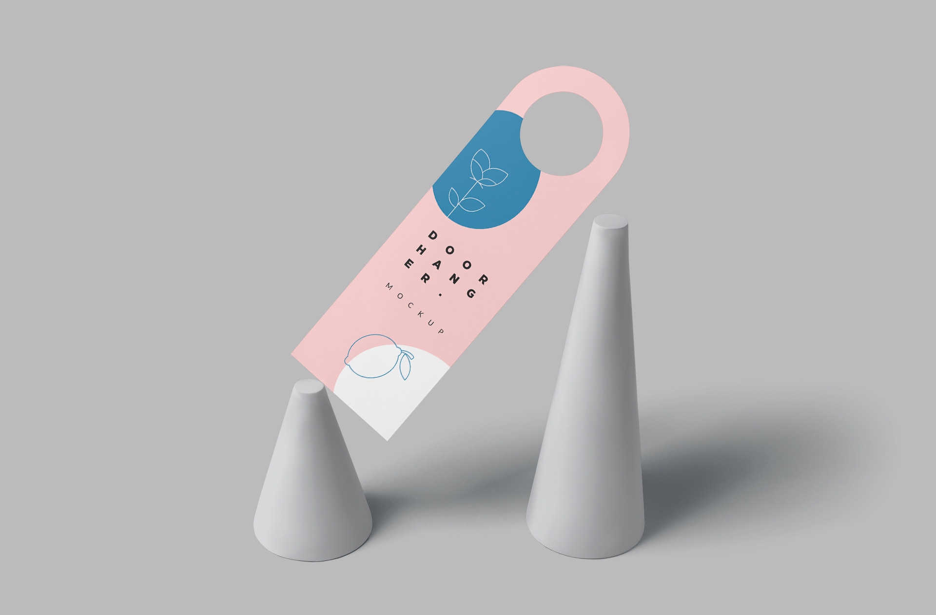 Realistic Door Hanger Mockup Creative Floating View