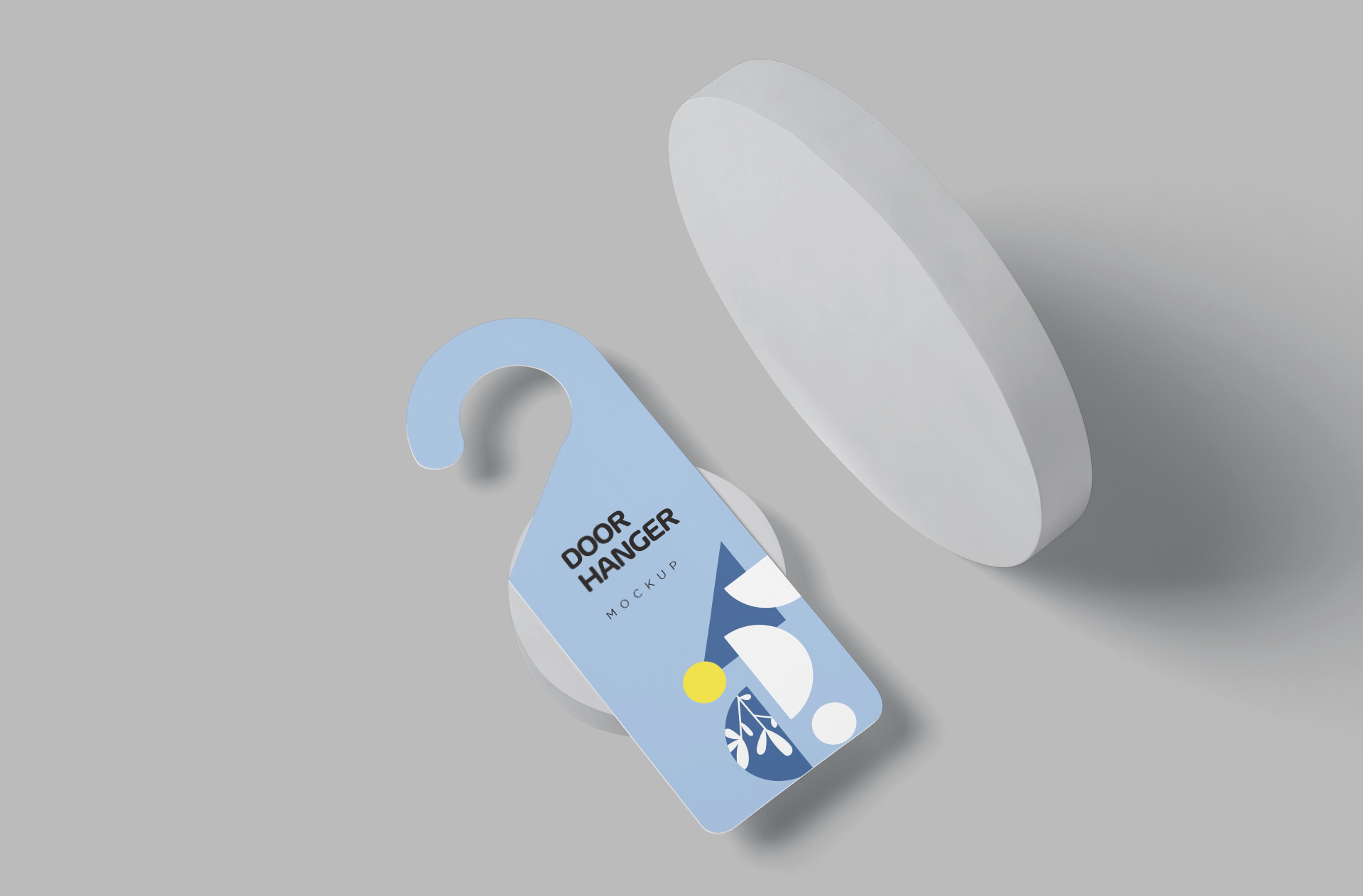 Realistic Curved Door Hanger Mockup Overhead View