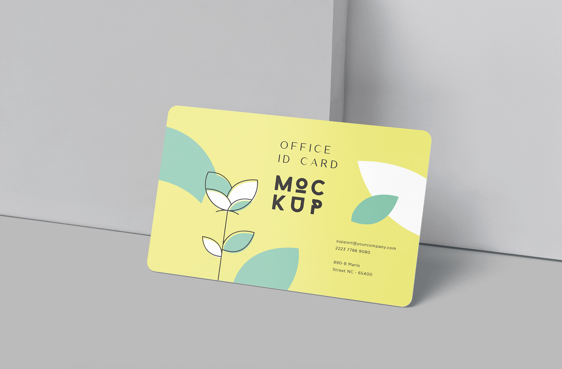 Creative Office ID Card Mockup Realistic Standing View