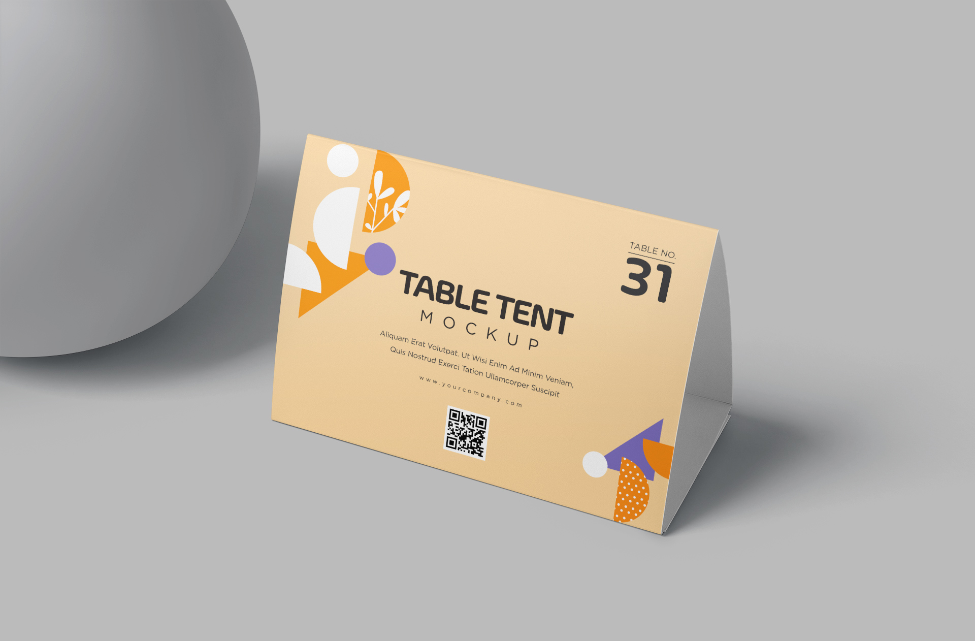 Horizontal Table Tent Mockup with Realistic Design