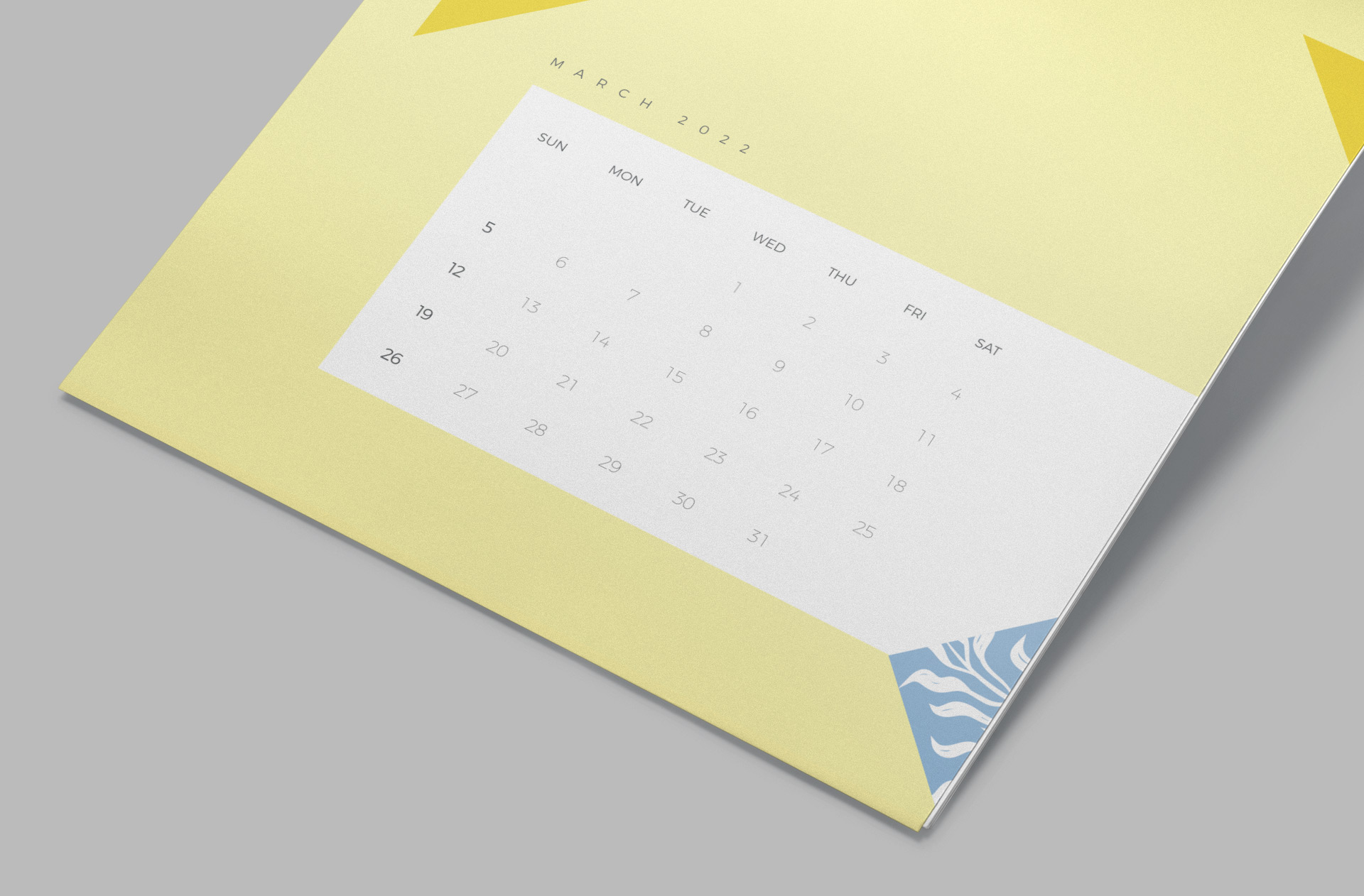 A3 calendar mock-up