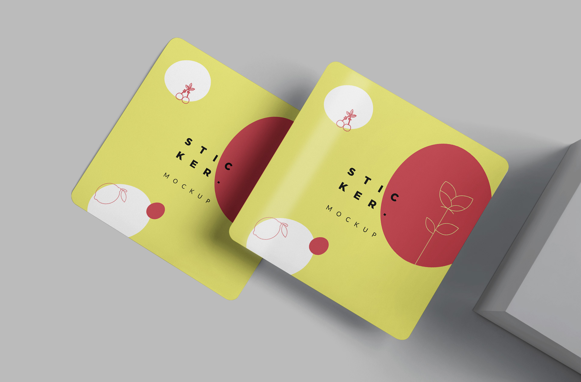 Minimalist Square Sticker Mockup with Two Layouts