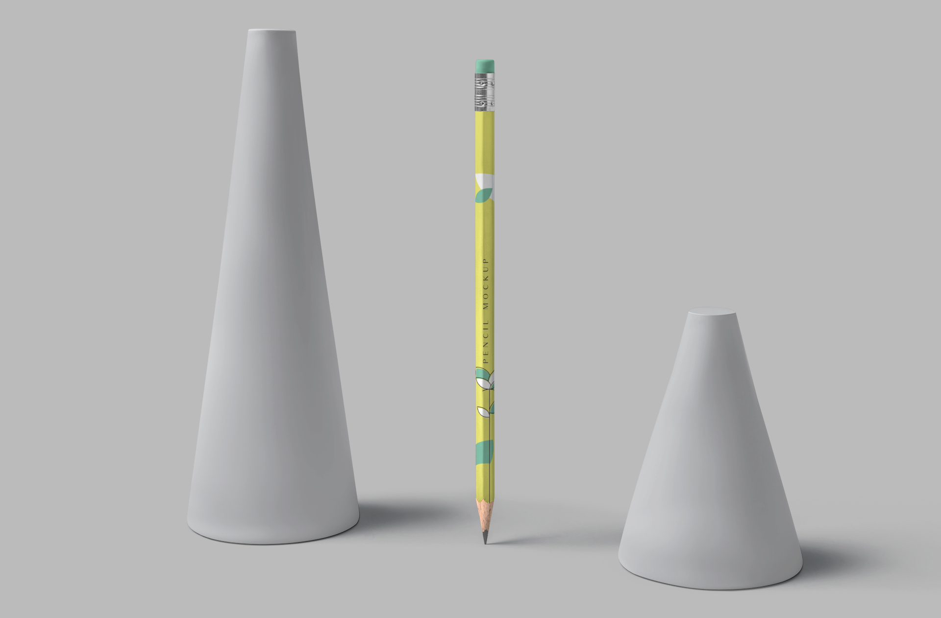 Vertical Standing Pencil Mockup with Eraser