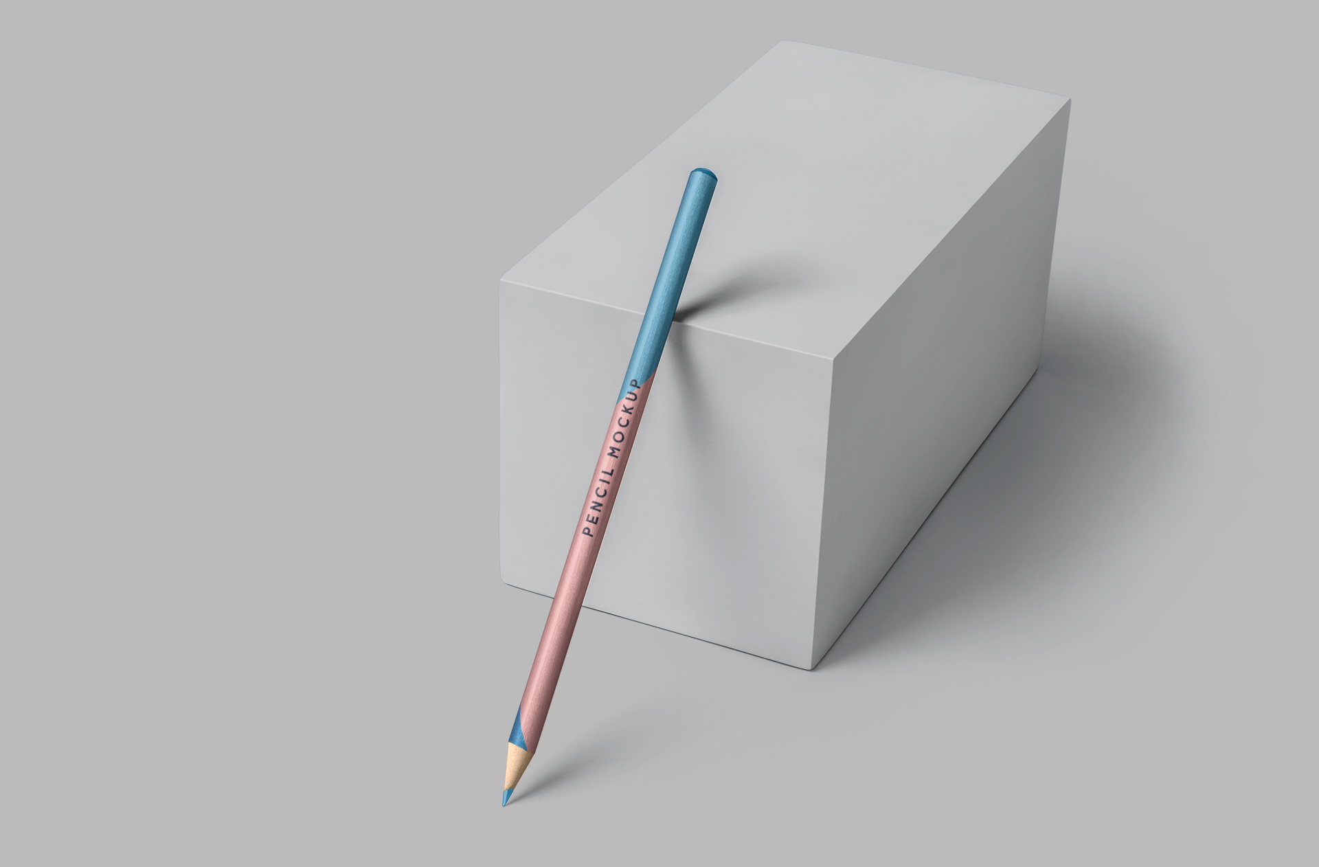 Realistic Minimal Pencil Mockup on Elevated Block
