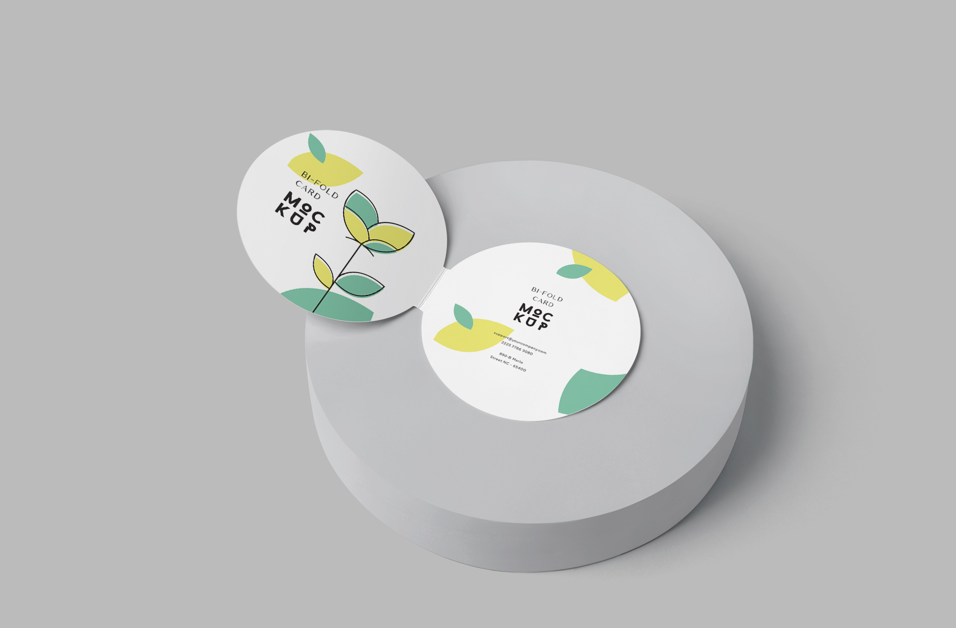 Modern Bi-Fold Circular Card Mockup for Stationery