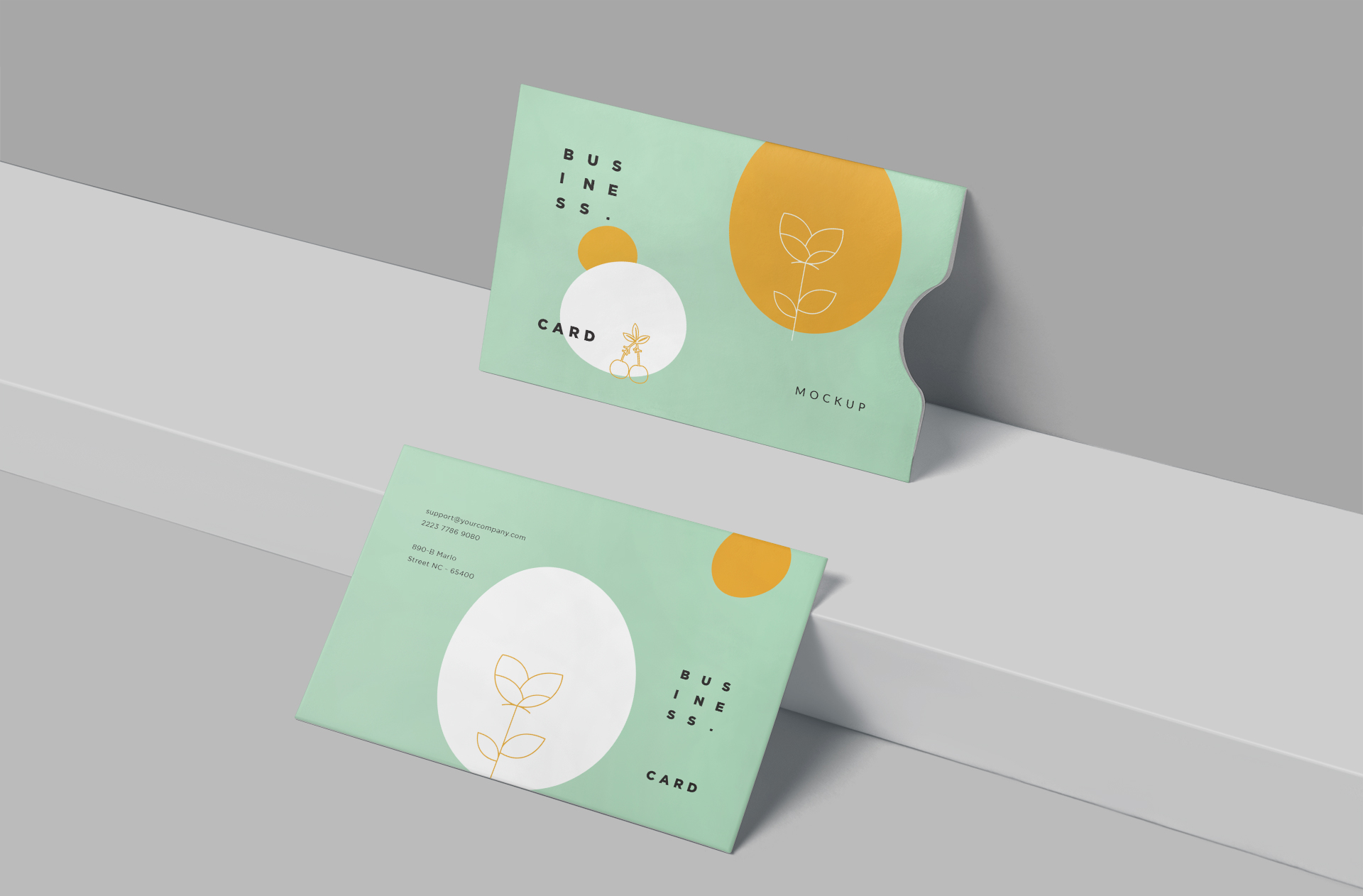 Folded Business Card Mockup with Minimalist Design