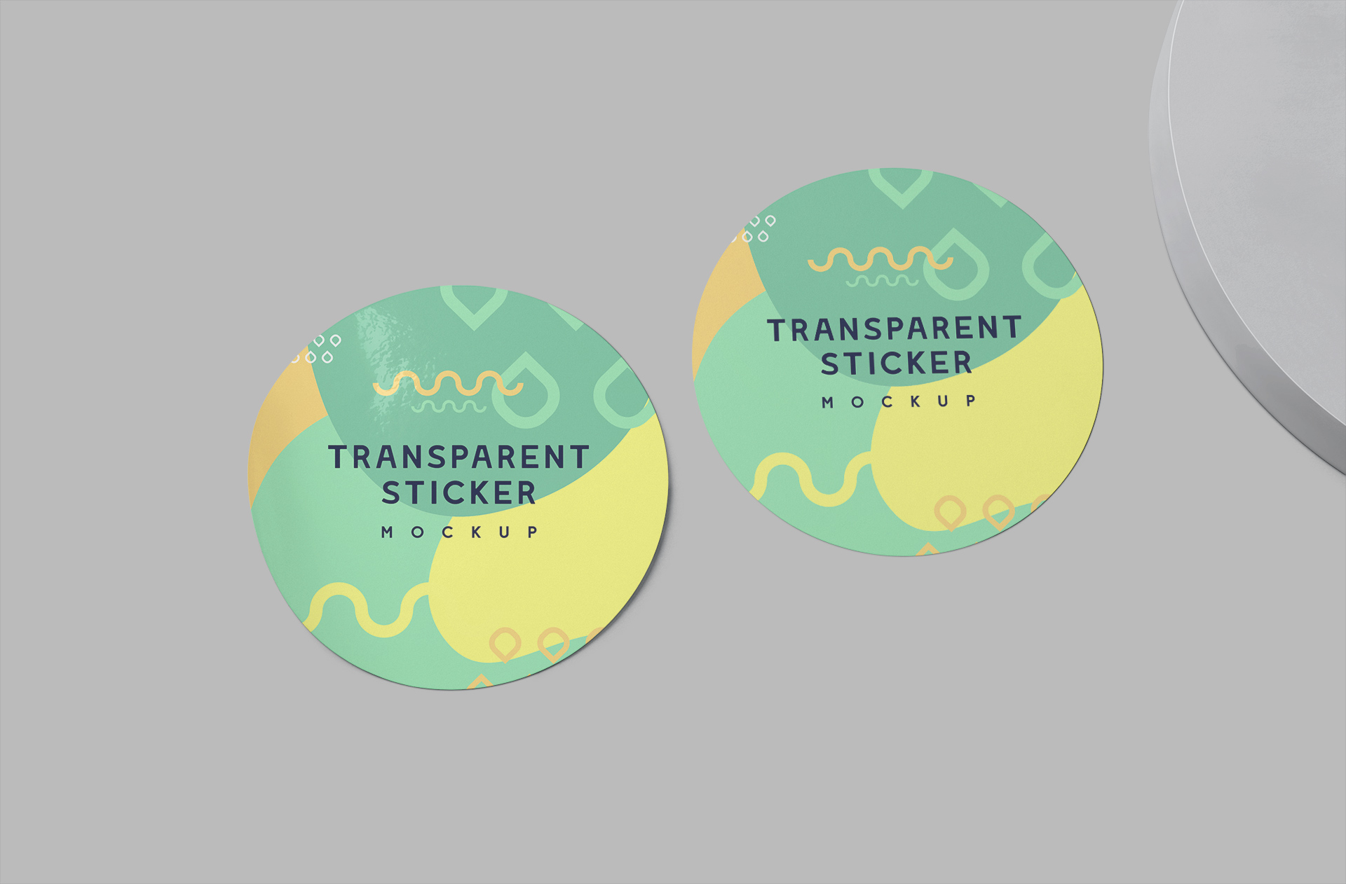 Round Transparent Sticker Mockup with Glossy Finish