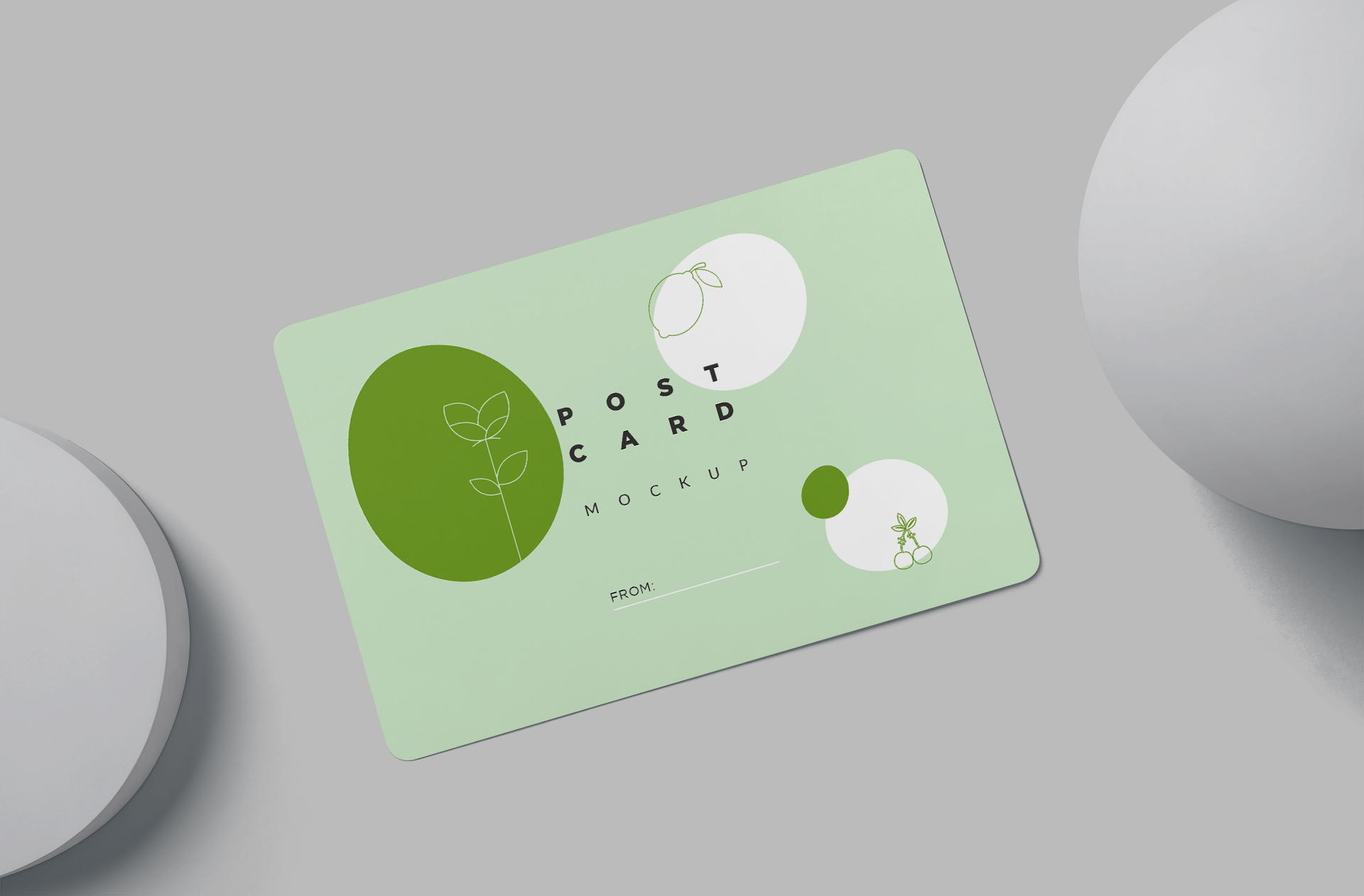 Green Minimalist Postcard Mockup with Front View