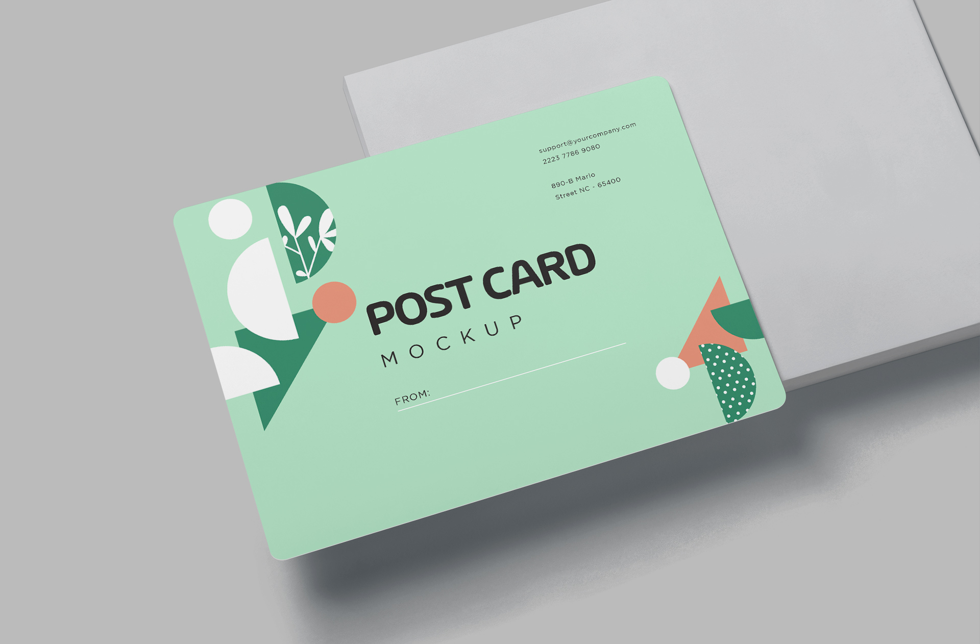 Modern Pastel Postcard Mockup with Front Design