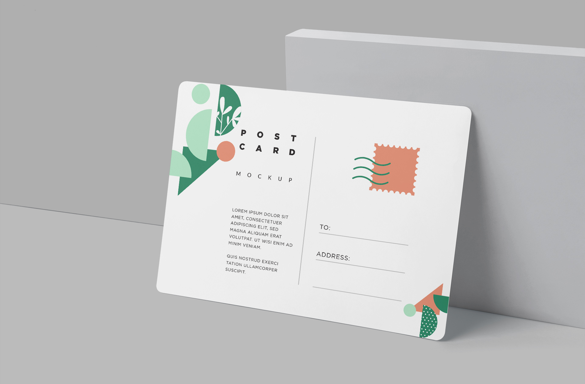 Pastel Postcard Mockup with Realistic Back View