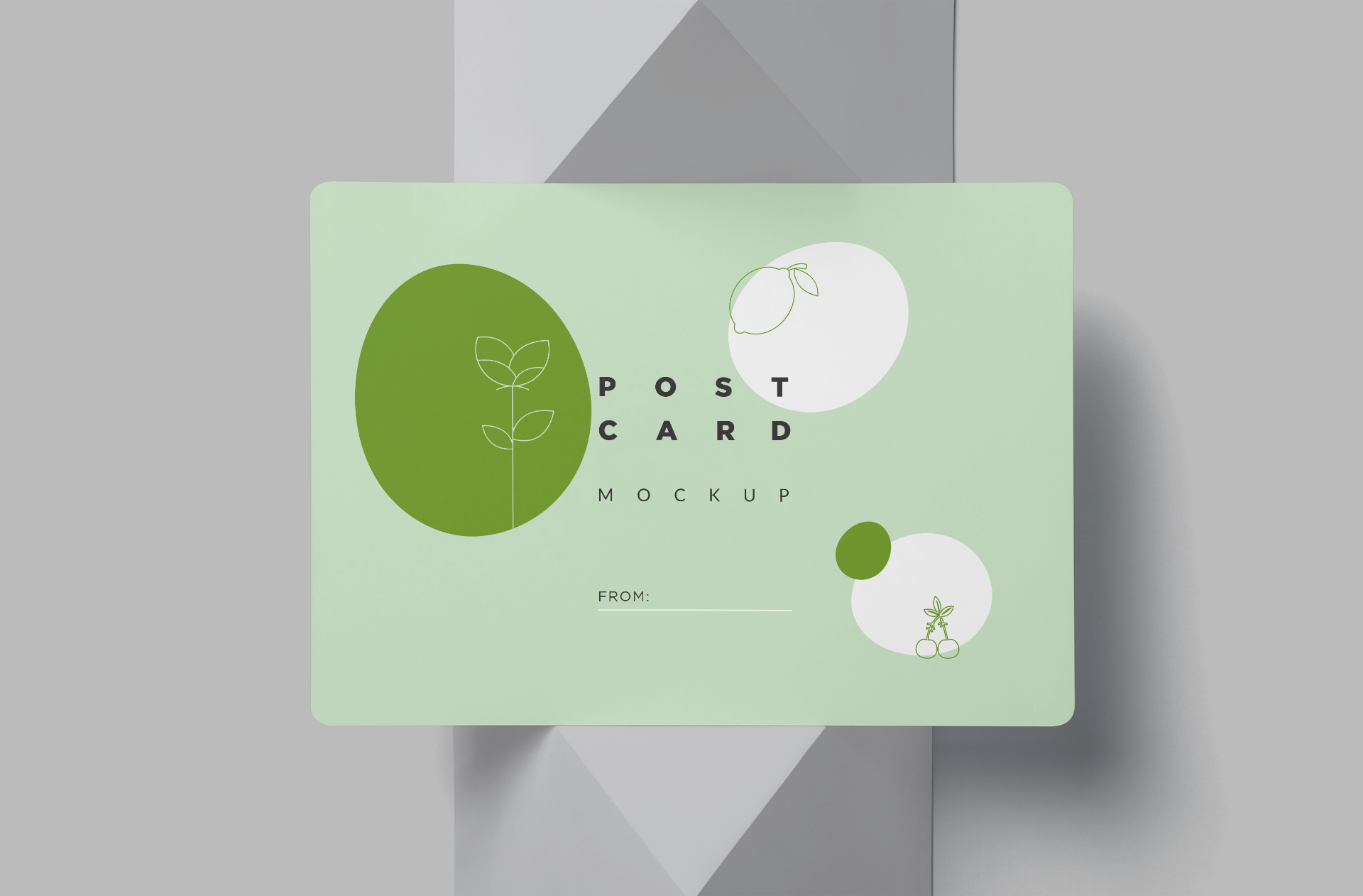 Green Minimalist Postcard Mockup with Front Design