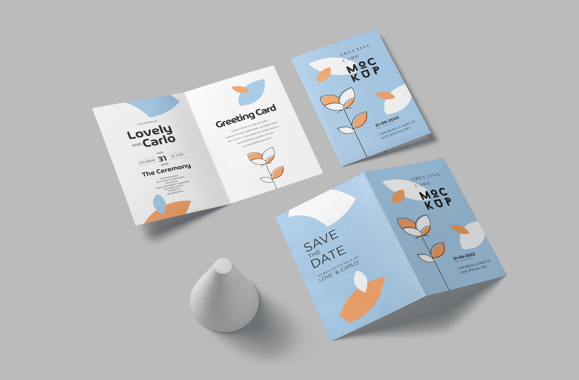 Two-Fold Greeting Card Mockup with Multiple Layouts