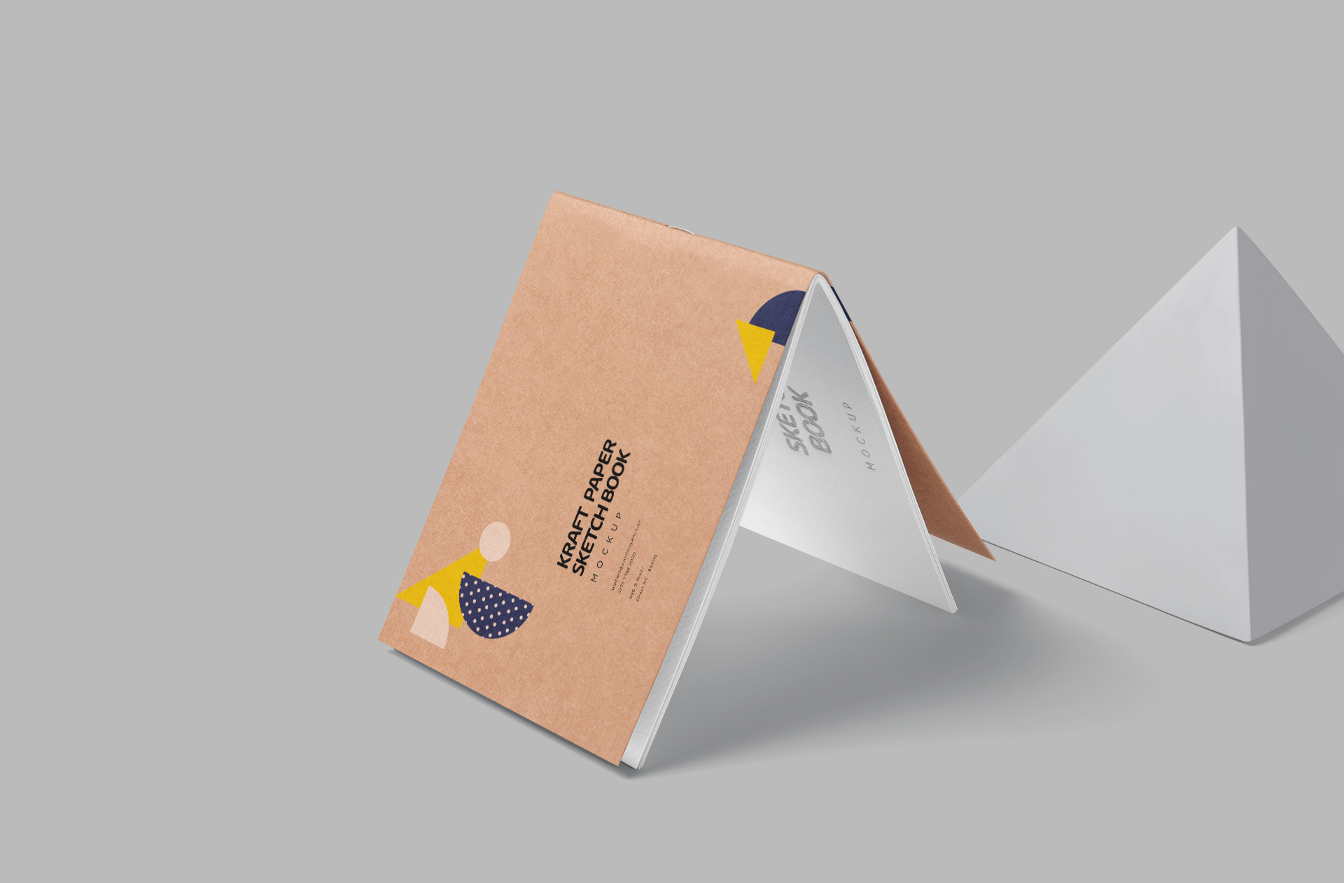 Stylish Kraft Paper Sketchbook Mockup with Folded Cover