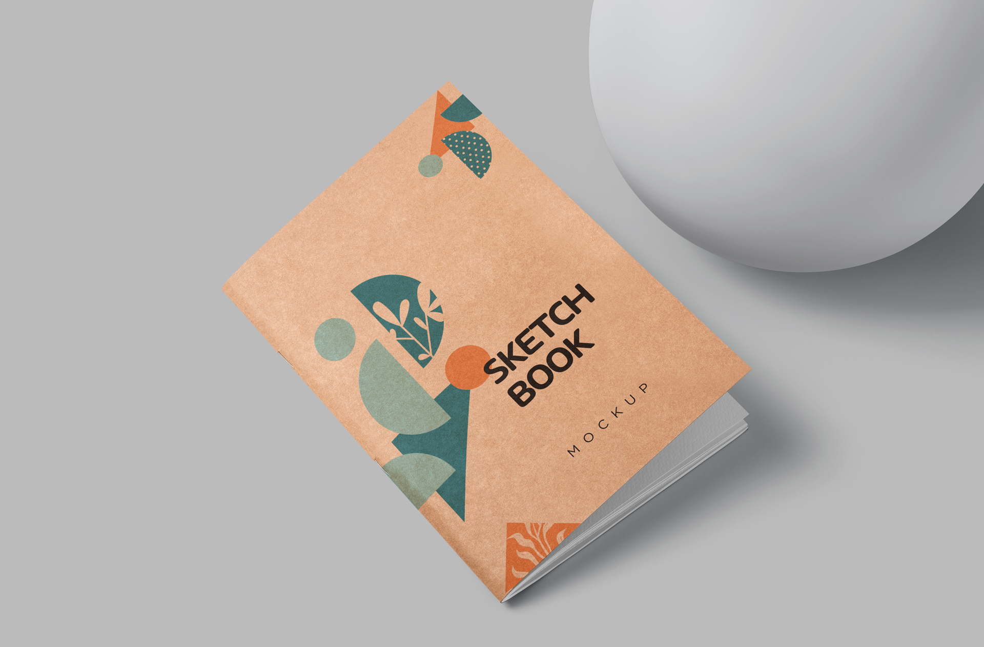 Closed Kraft Paper Sketchbook Mockup with Simple Cover