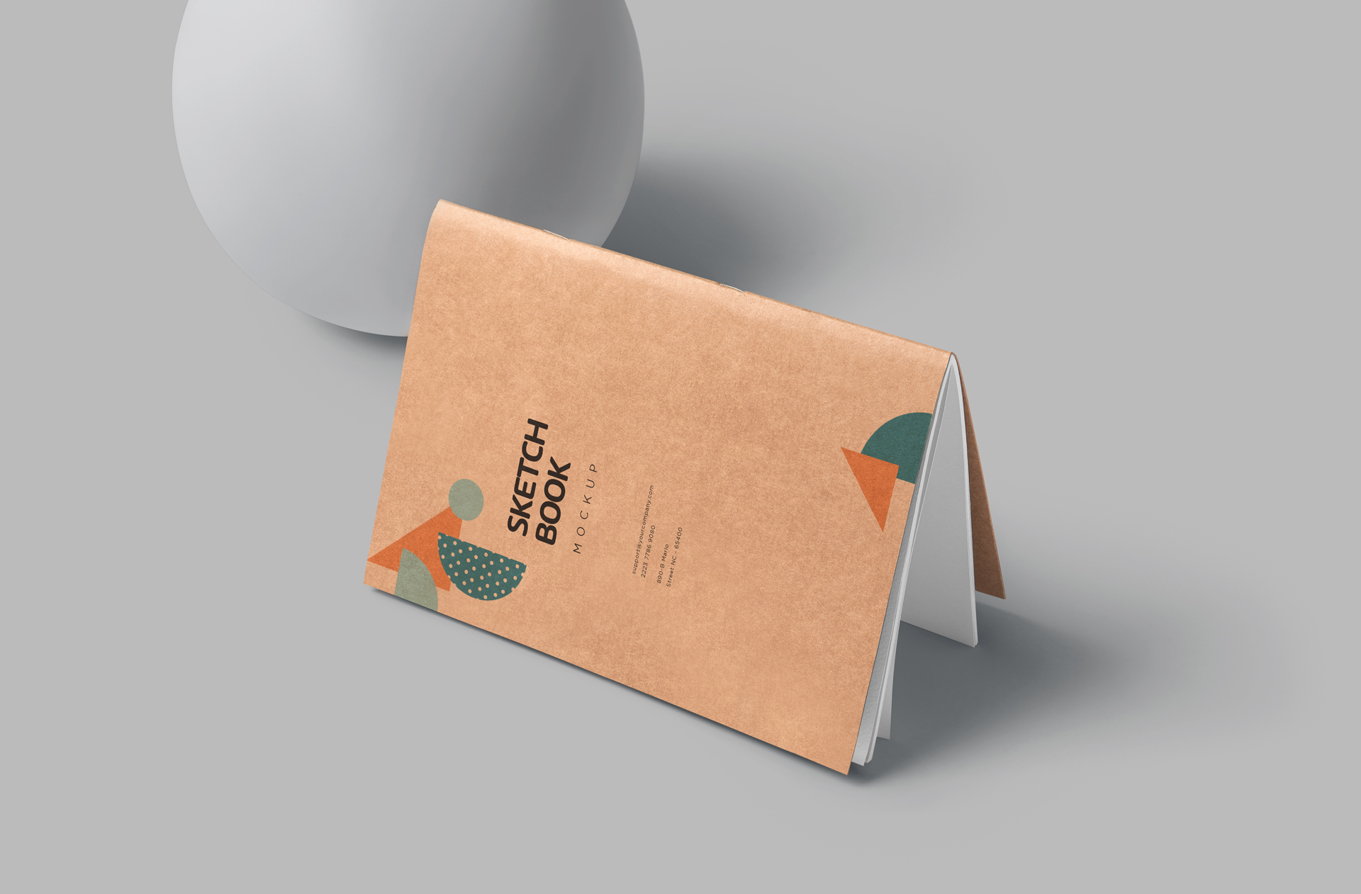 Stylish Kraft Paper Sketchbook Mockup with Folded Design