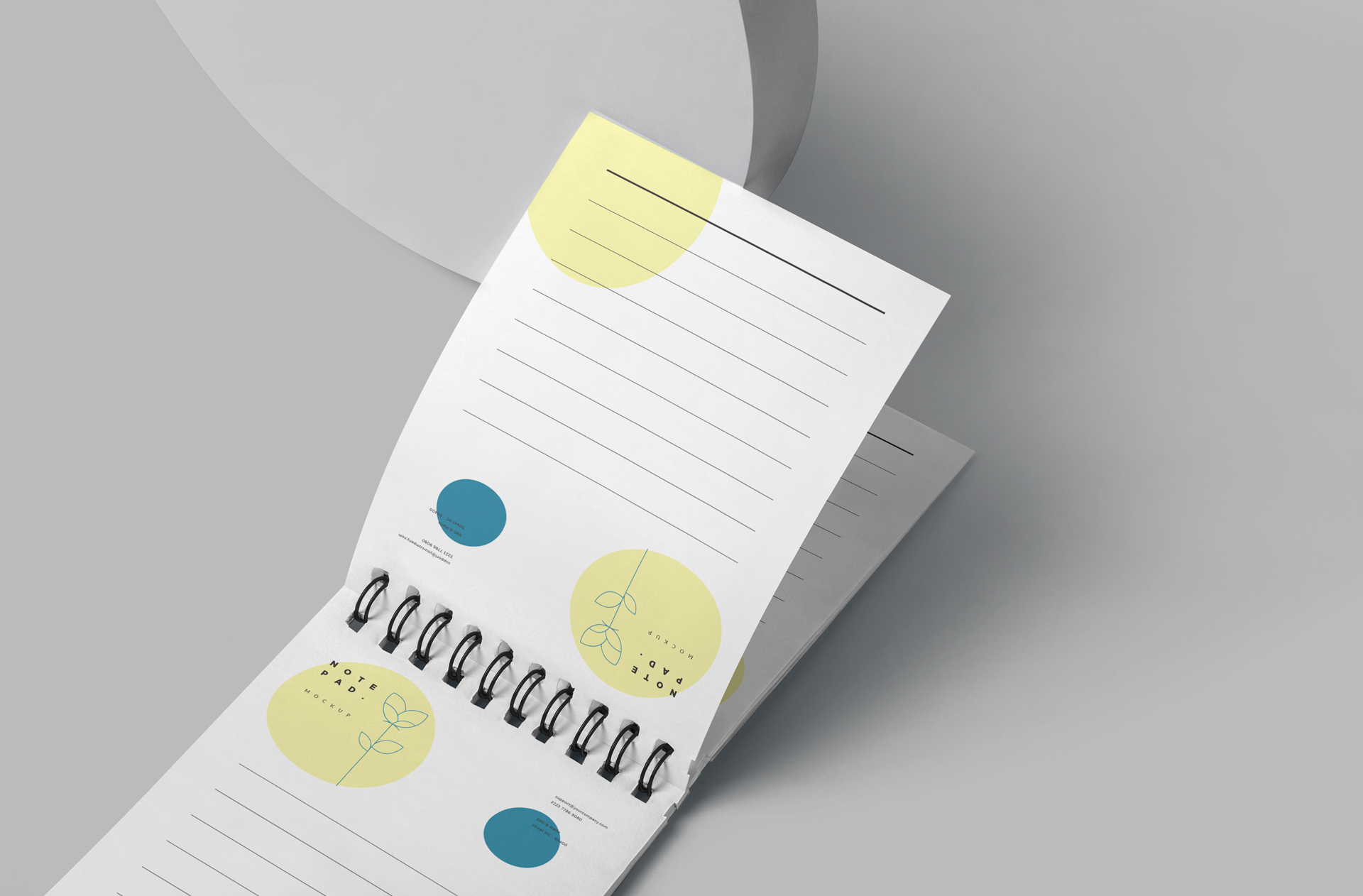 Open Spiral Notepad Mockup with Lined Pages
