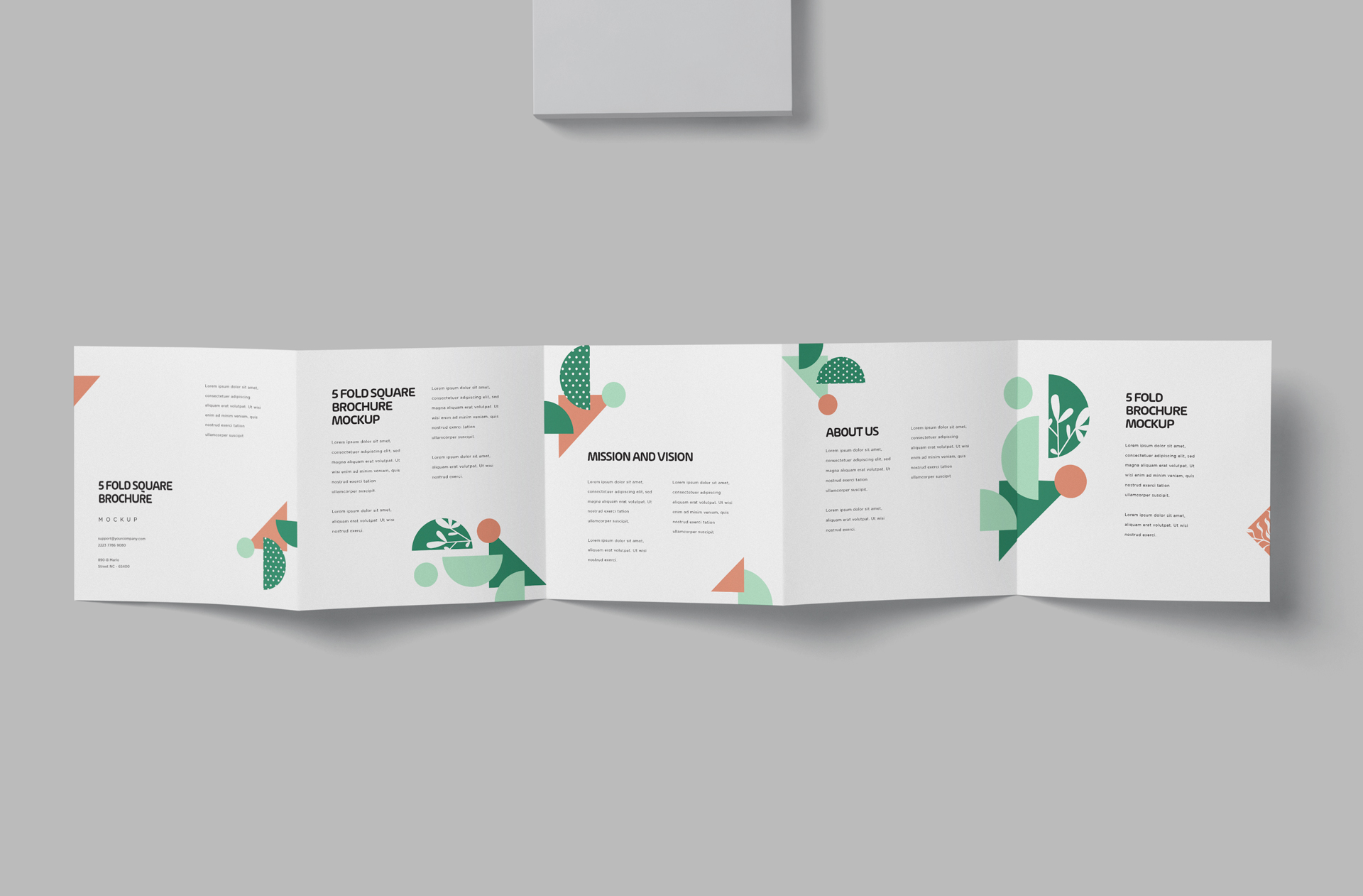 Professional 5-Fold Square Brochure Mockup PSD