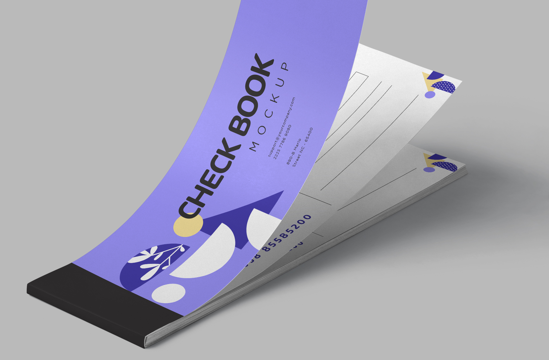 Realistic Check Book Mockup with Customizable Layout