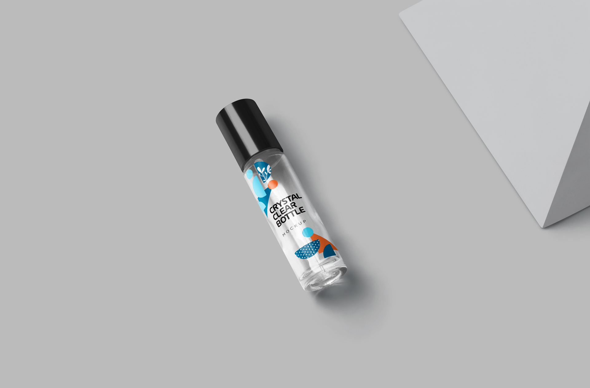Crystal Clear Bottle Mockup – Flat Lay Design