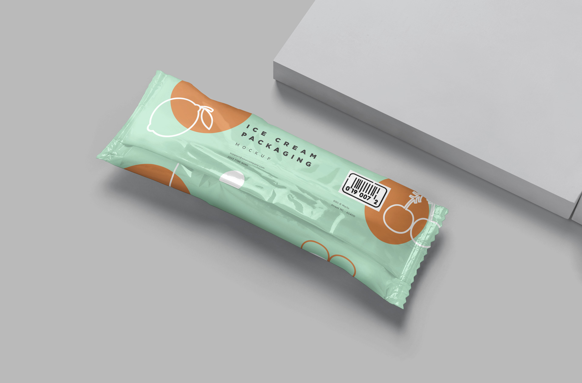 Realistic Ice Cream Wrapper Mockup with Clean Design