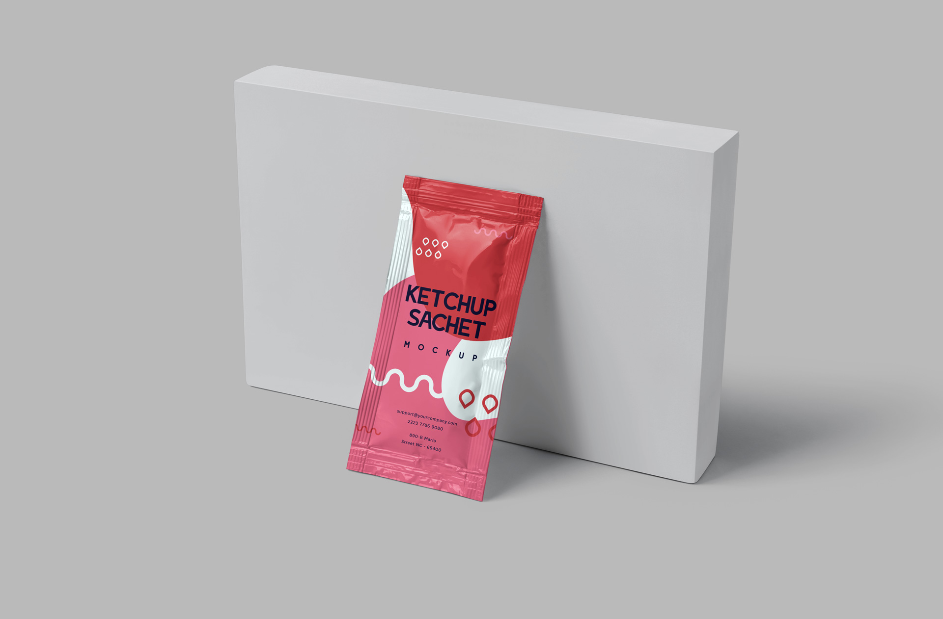 Ketchup Sachet Mockup Front View for Packaging Design