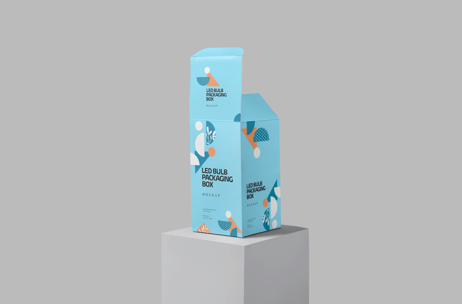 LED Bulb Packaging Box Mockup with Realistic Design