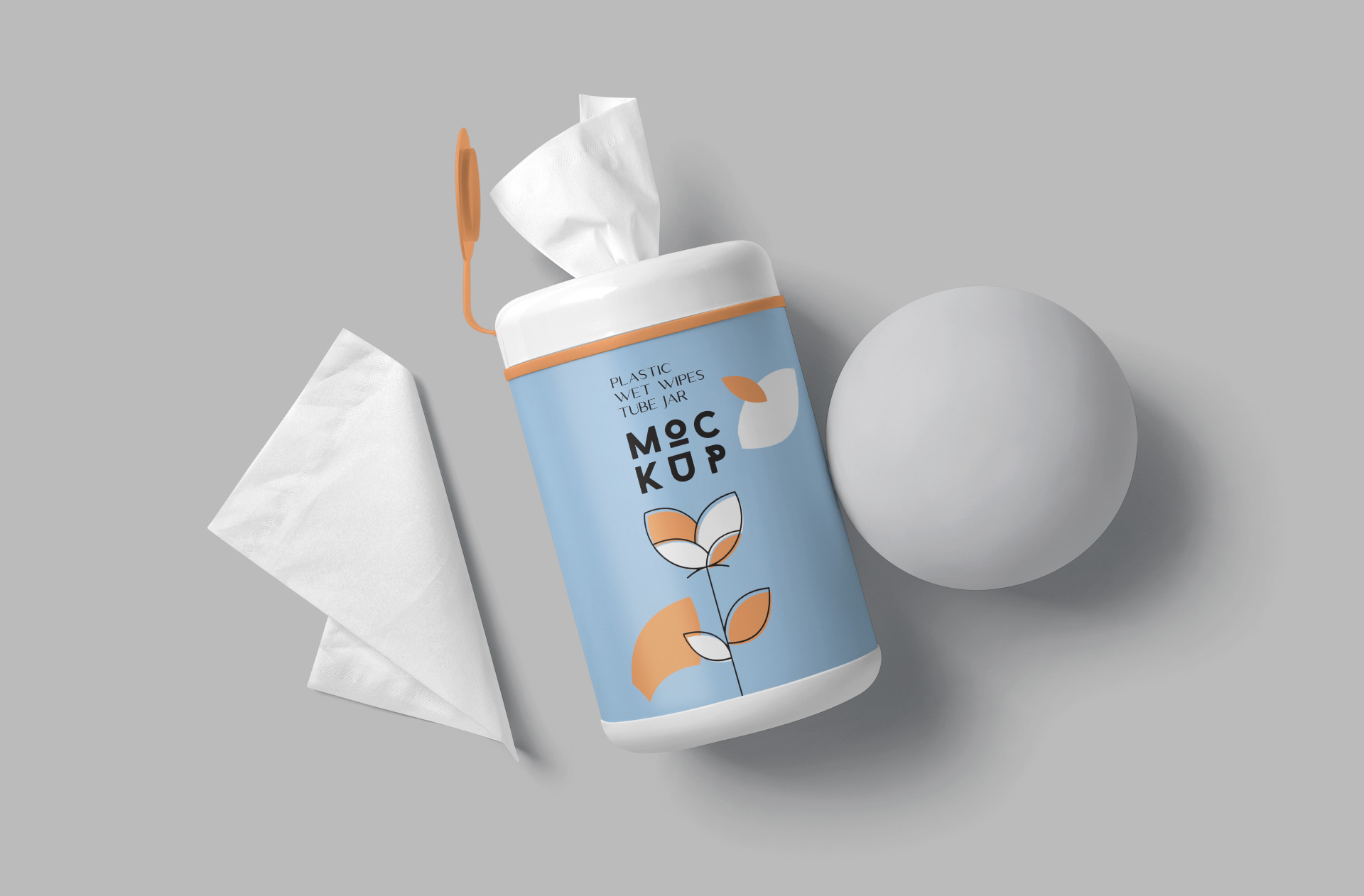 Plastic Wet Wipes Tube Jar Mockup Dispensing View