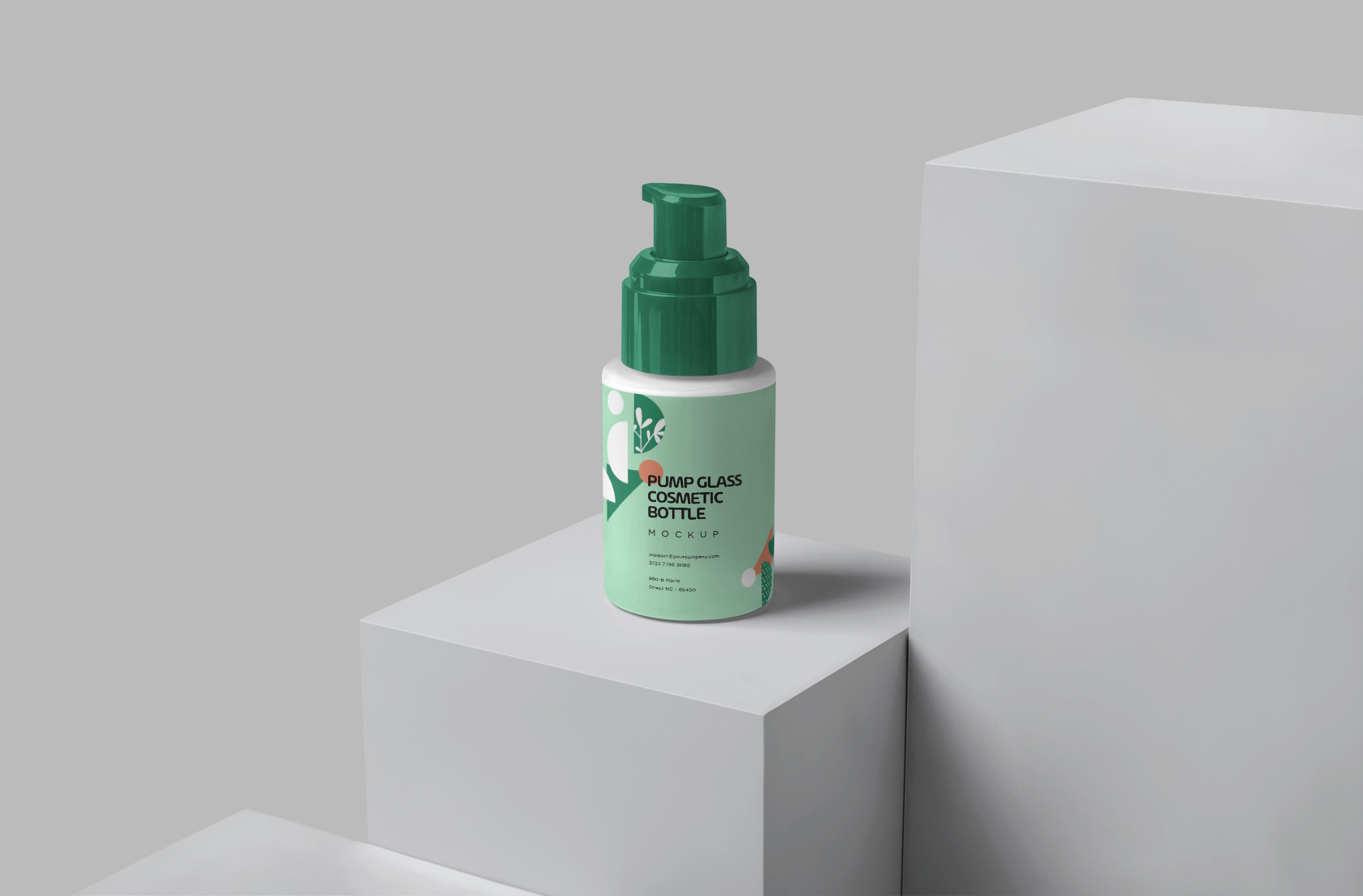 Pump Glass Cosmetic Bottle Mockup for Branding