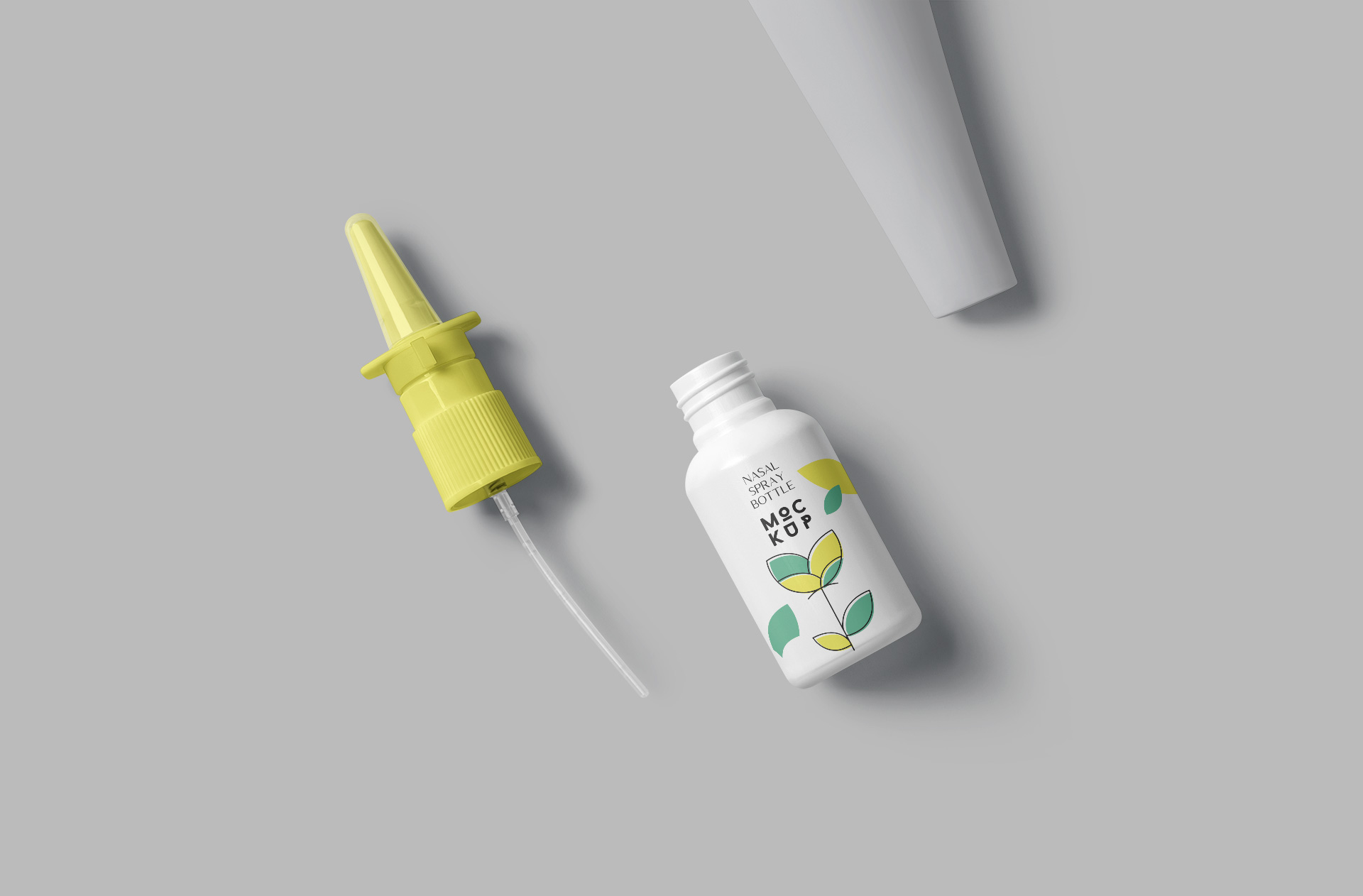 Editable Nasal Spray Bottle PSD Mockup