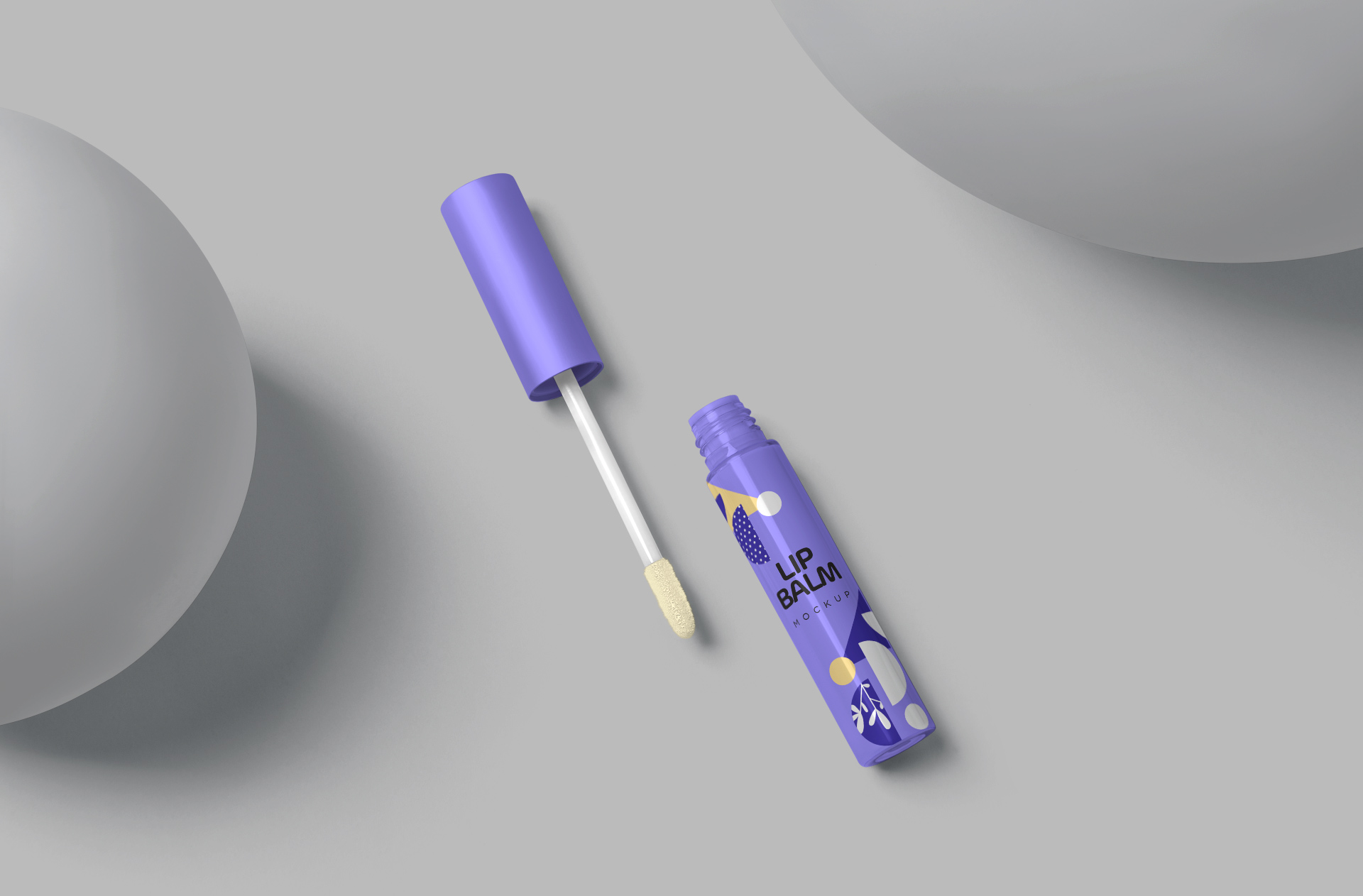 Lip Balm Tube with Wand Mockup Customizable Design