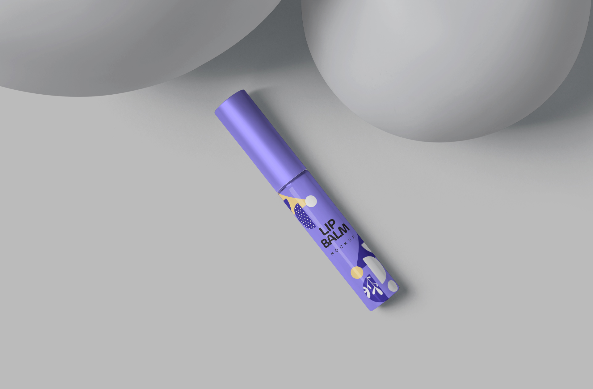 Sleek Cosmetic Tube Mockup with Lip Balm Wand Design