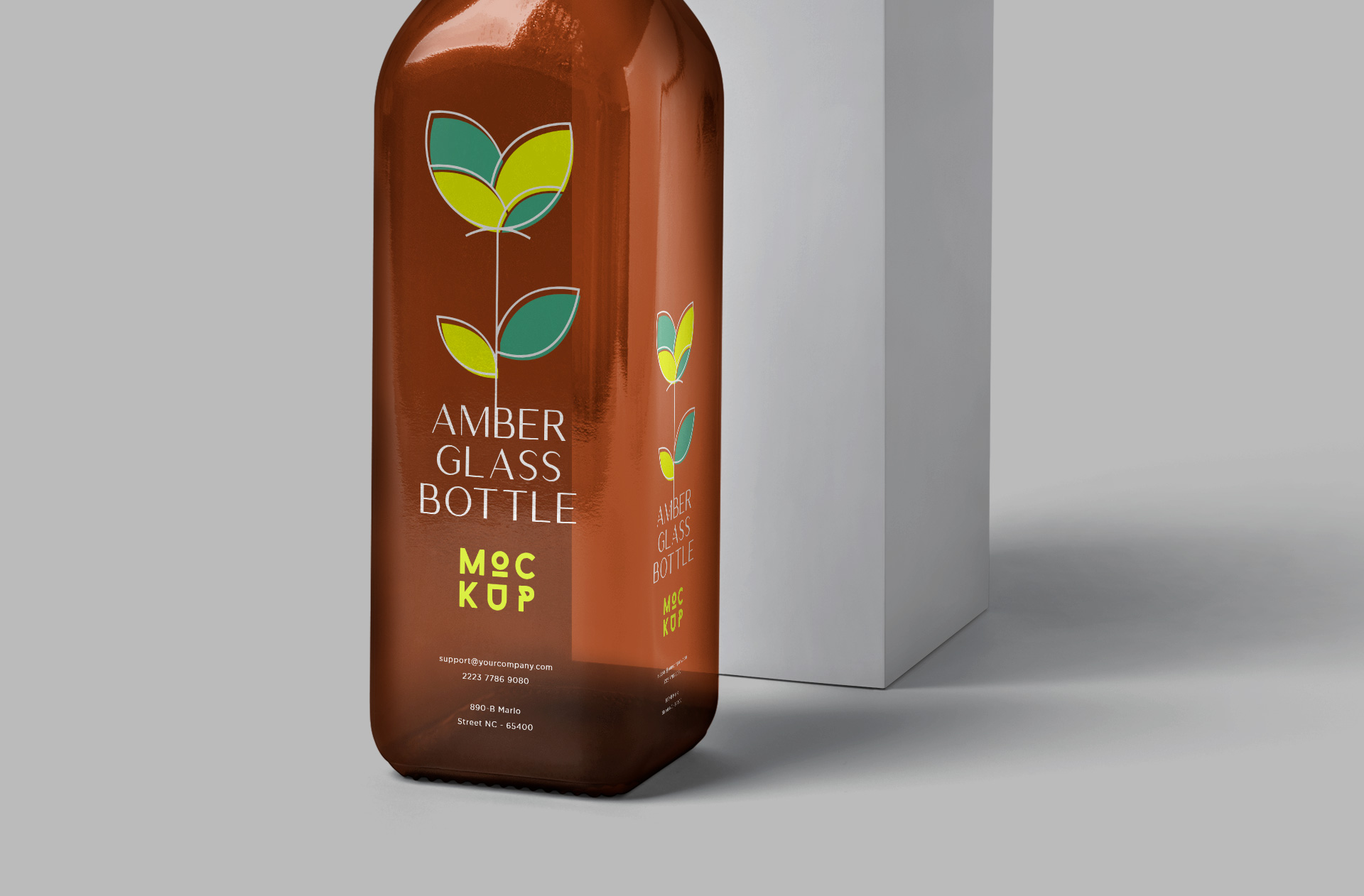 amber glass bottle mock-up