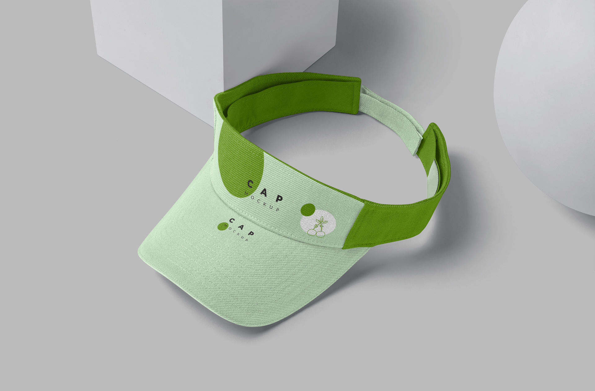 Green Visor Cap Mockup PSD Top Angle View